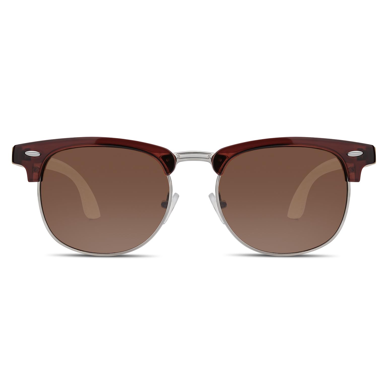 Brown Bamboo Browline Sunglasses Brown Bamboo Browline Sunglasses