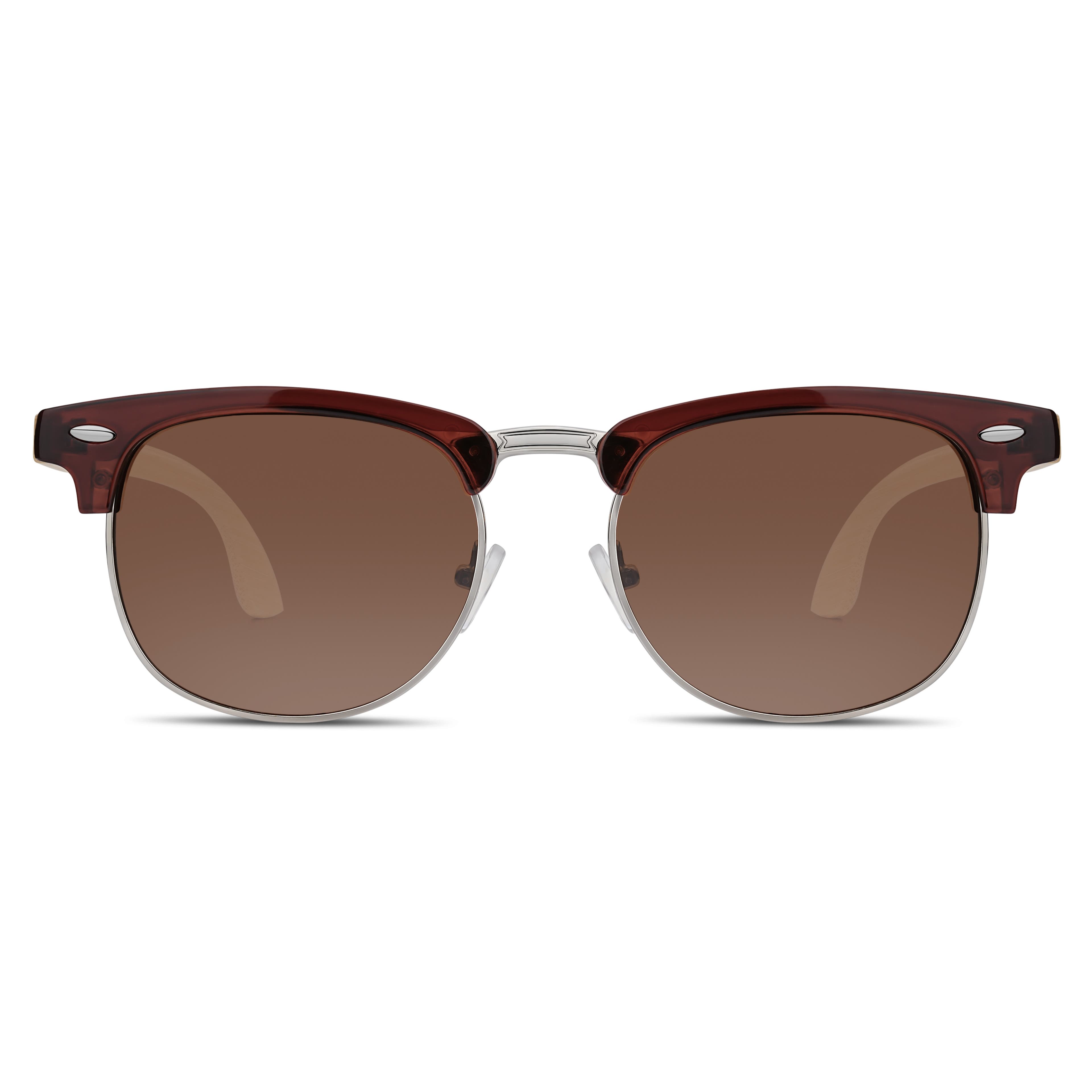 Brown Bamboo Browline Sunglasses
