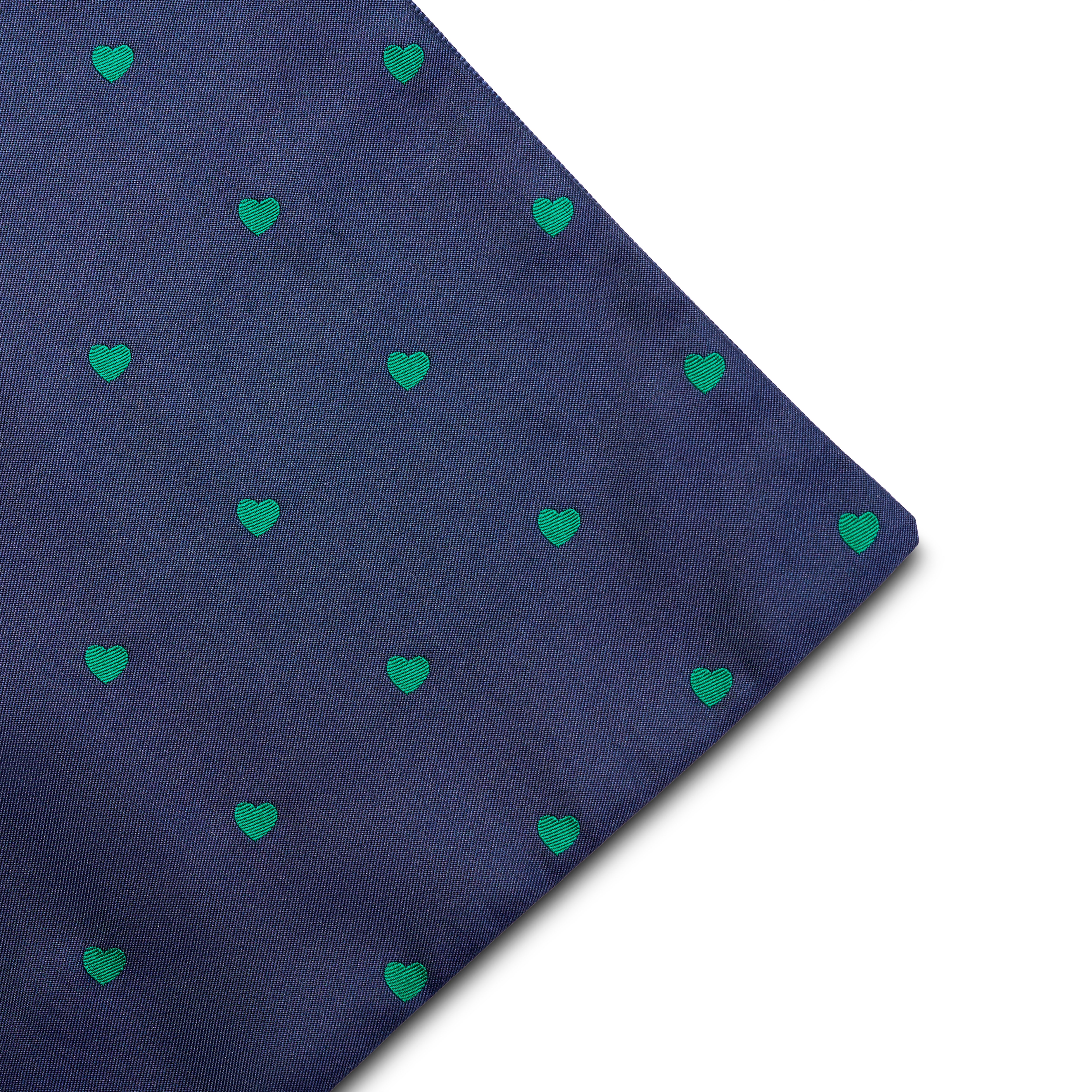 Navy Blue & Green Heart Pattern Pocket Square - 6