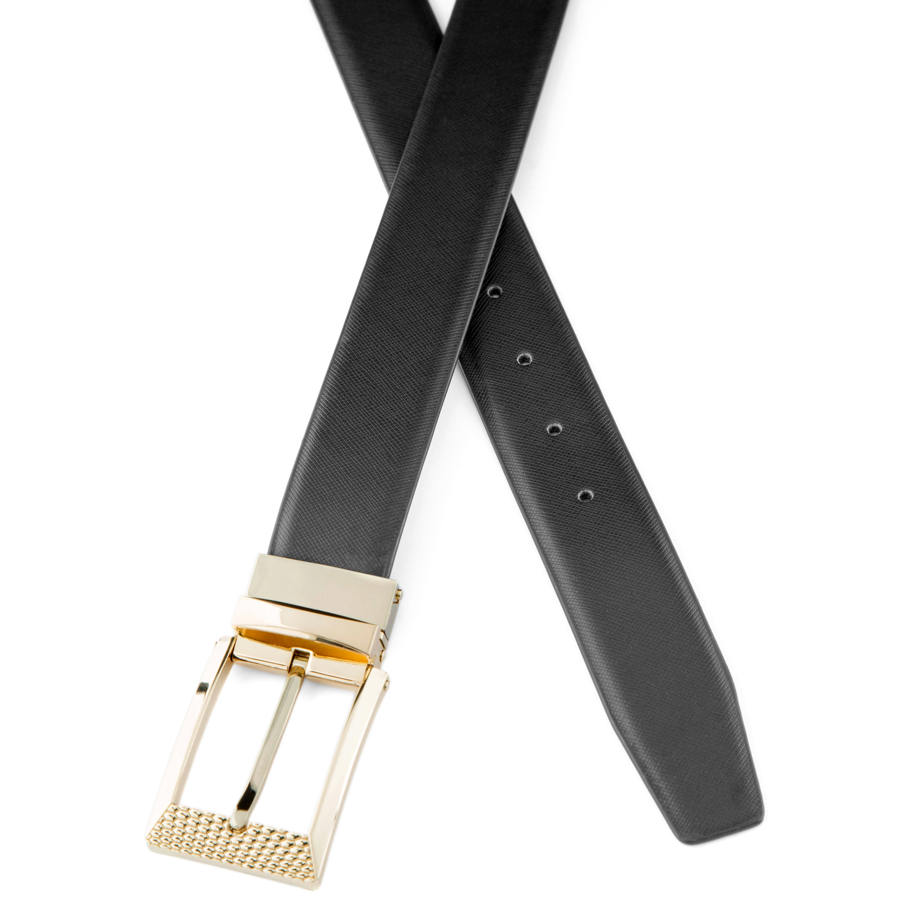 Elegante Leren Riem met Gouden Patroon - 3