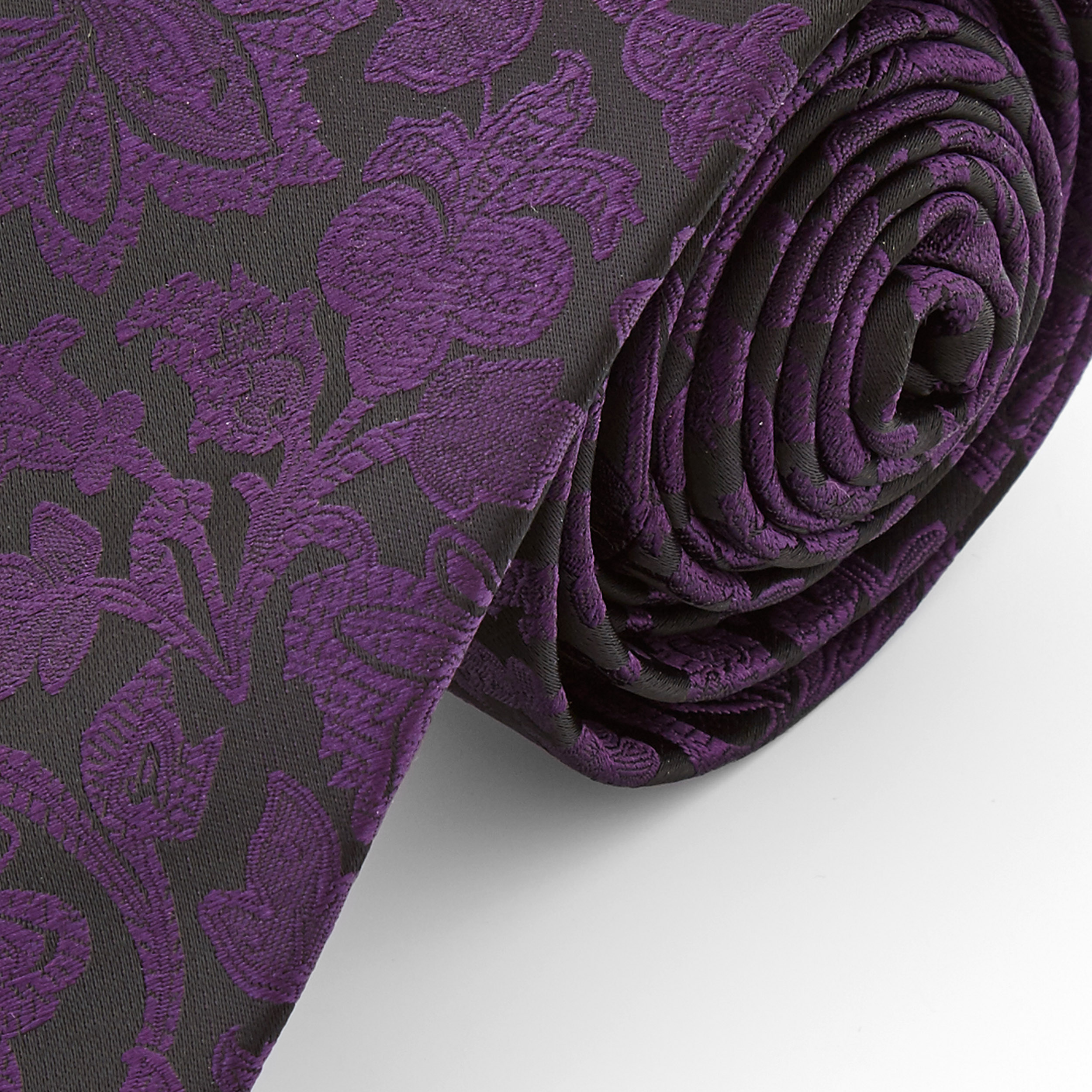 Purple & Black Baroque Polyester Tie - 2