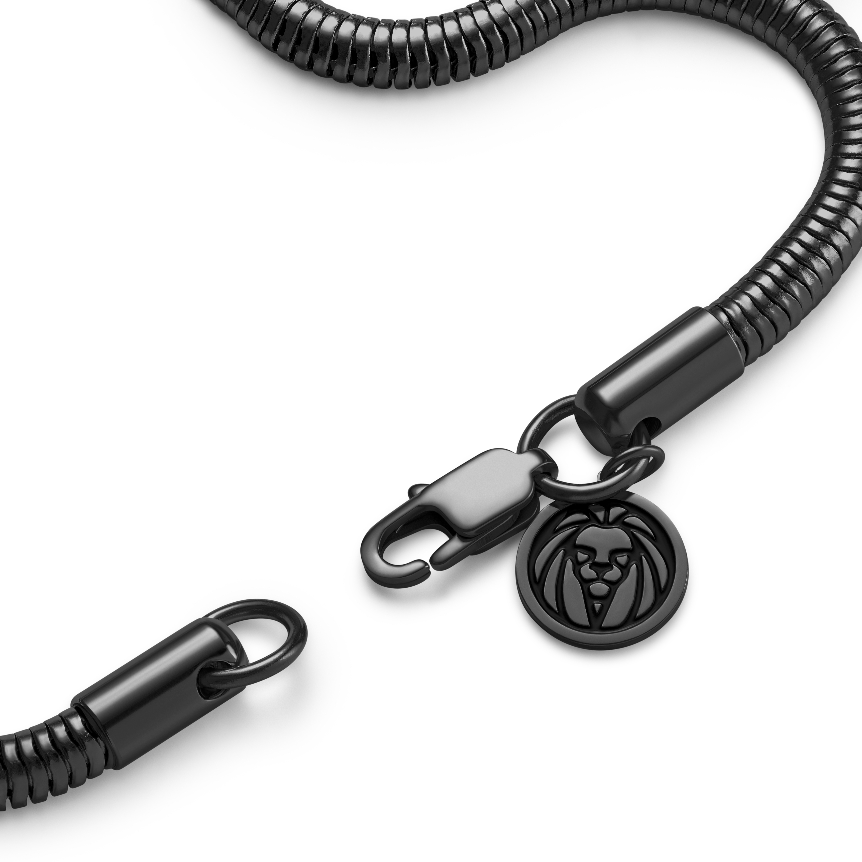 Essentials | Bracciale con catena a serpente da 4 mm nero canna di fucile - 5