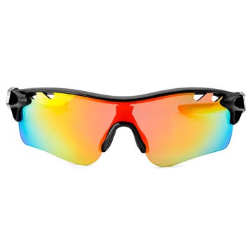 Sorte & Grå Sportssolbriller med Udskiftelige Glas