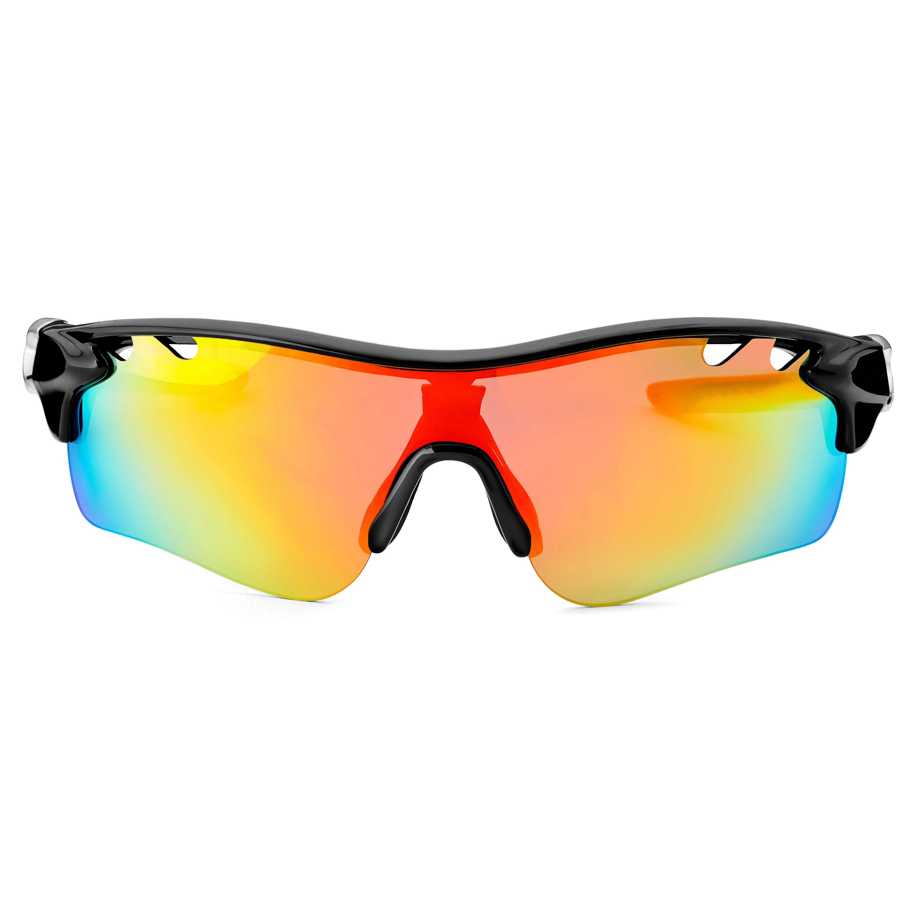 Svarta och Grå Sportsolglasögon med Utbytbara Glas