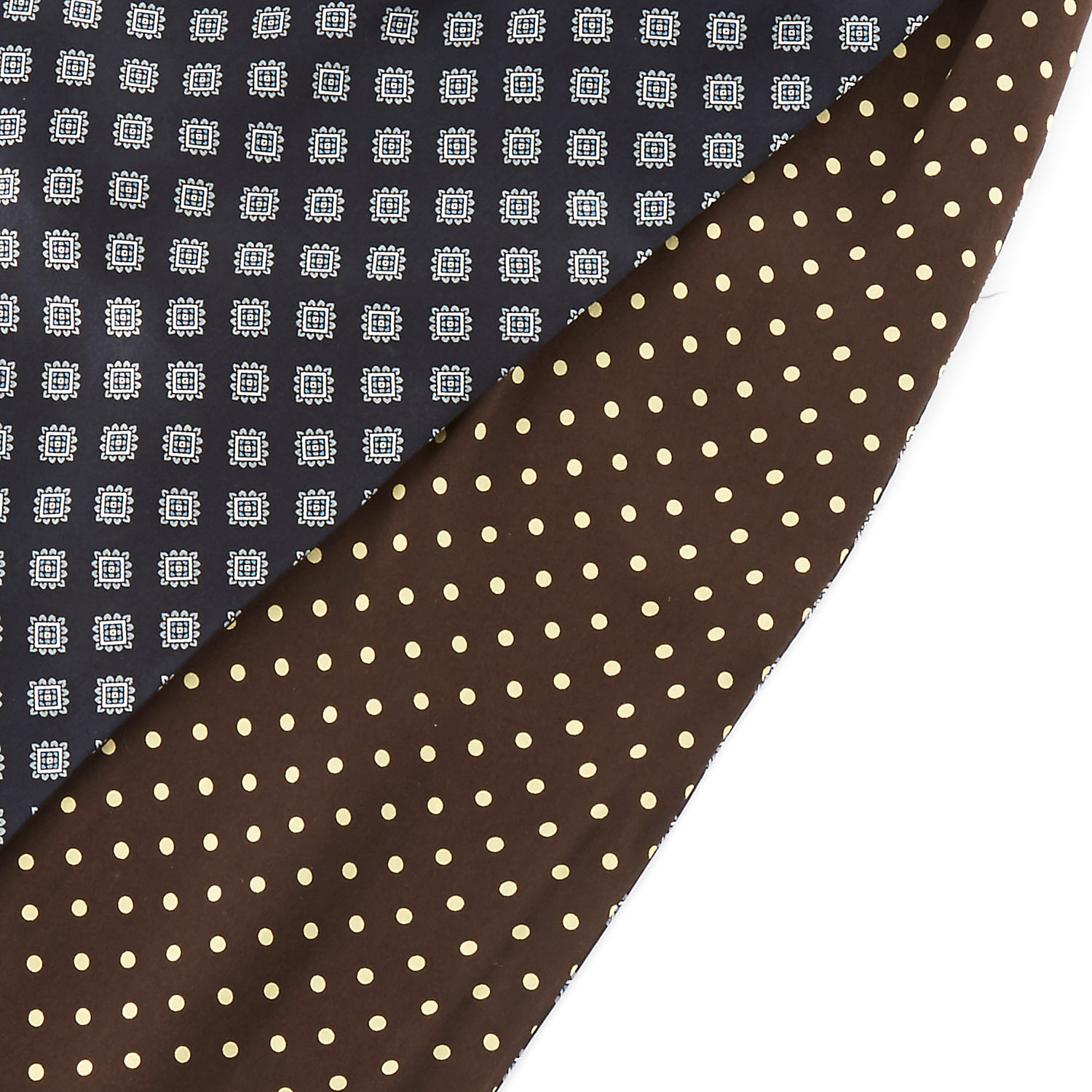 Brown & Navy Double Pattern Silk Ascot - 2