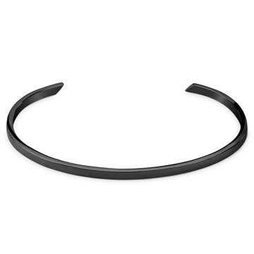 Bracelet manchette réglable en acier inoxydable noir poli de 3 mm Bracelet manchette réglable en acier inoxydable noir poli de 3 mm