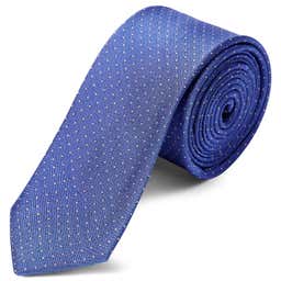 Corbata de 6 cm de seda en azul intenso con lunares