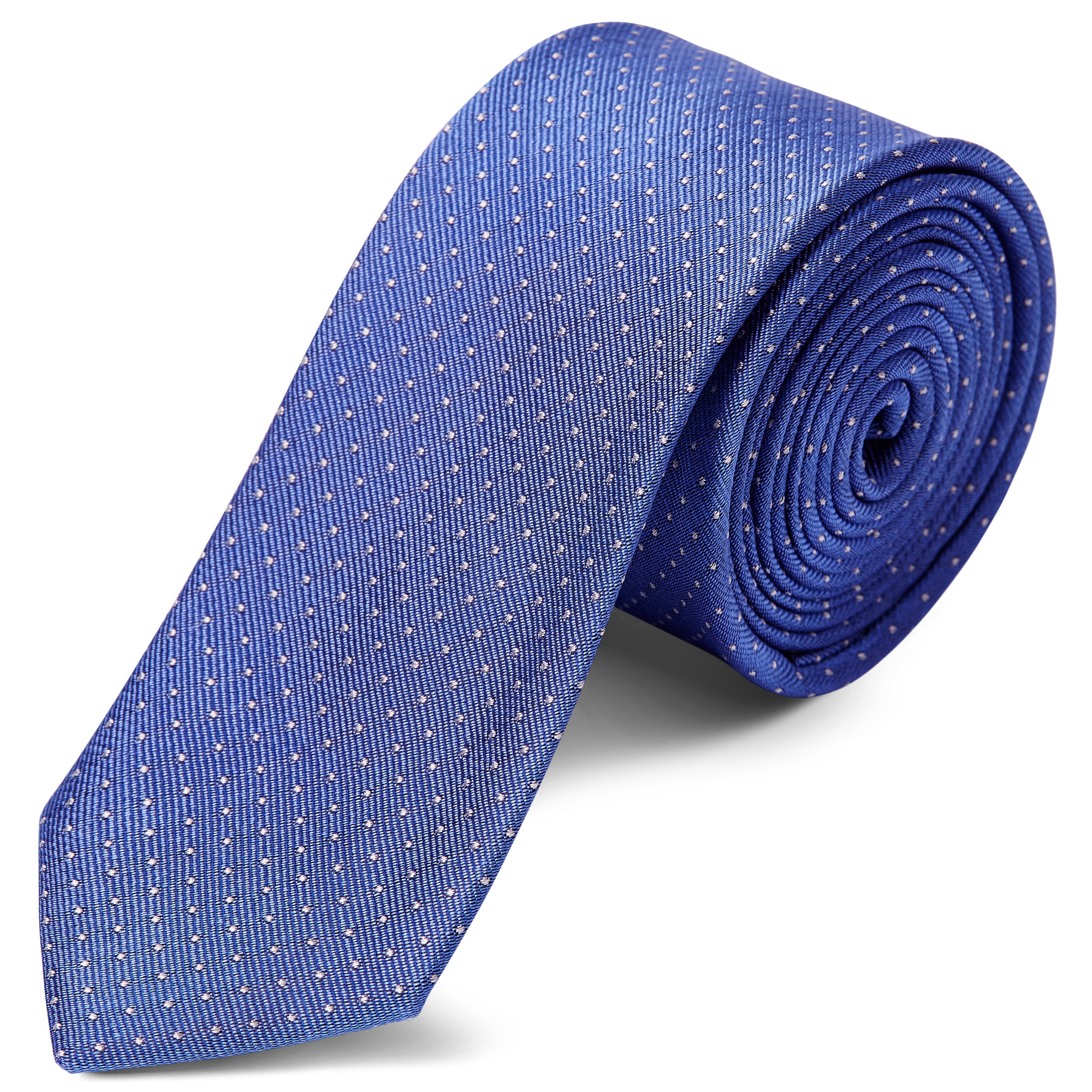 Cravate en soie bleu pastel à pois - 6 cm
