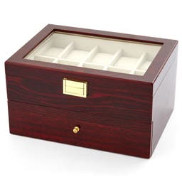 Two Layered Red Wood Display Case - 20 Watches
