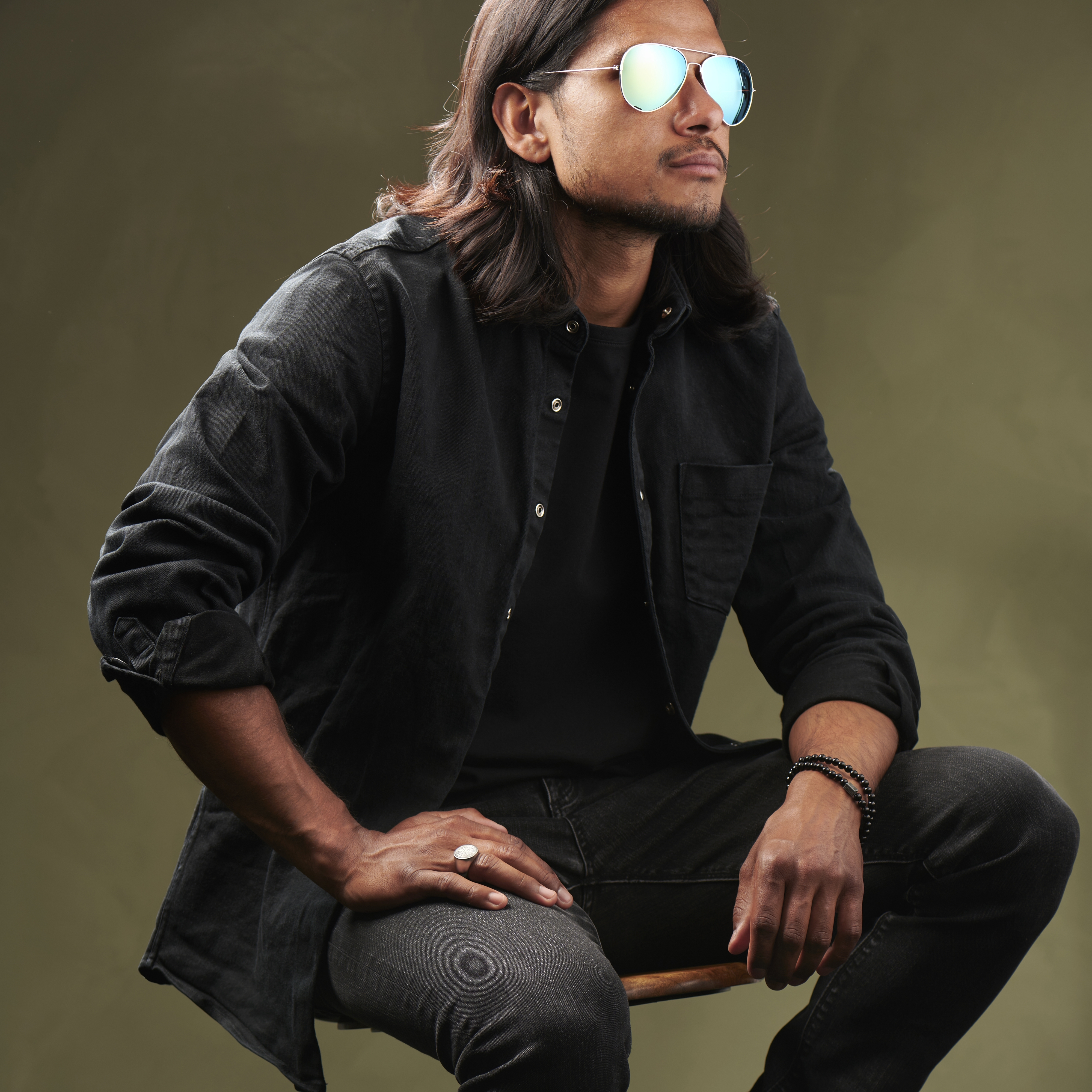 Aviator Silver-Tone & Blue Polarised Sunglasses - 5