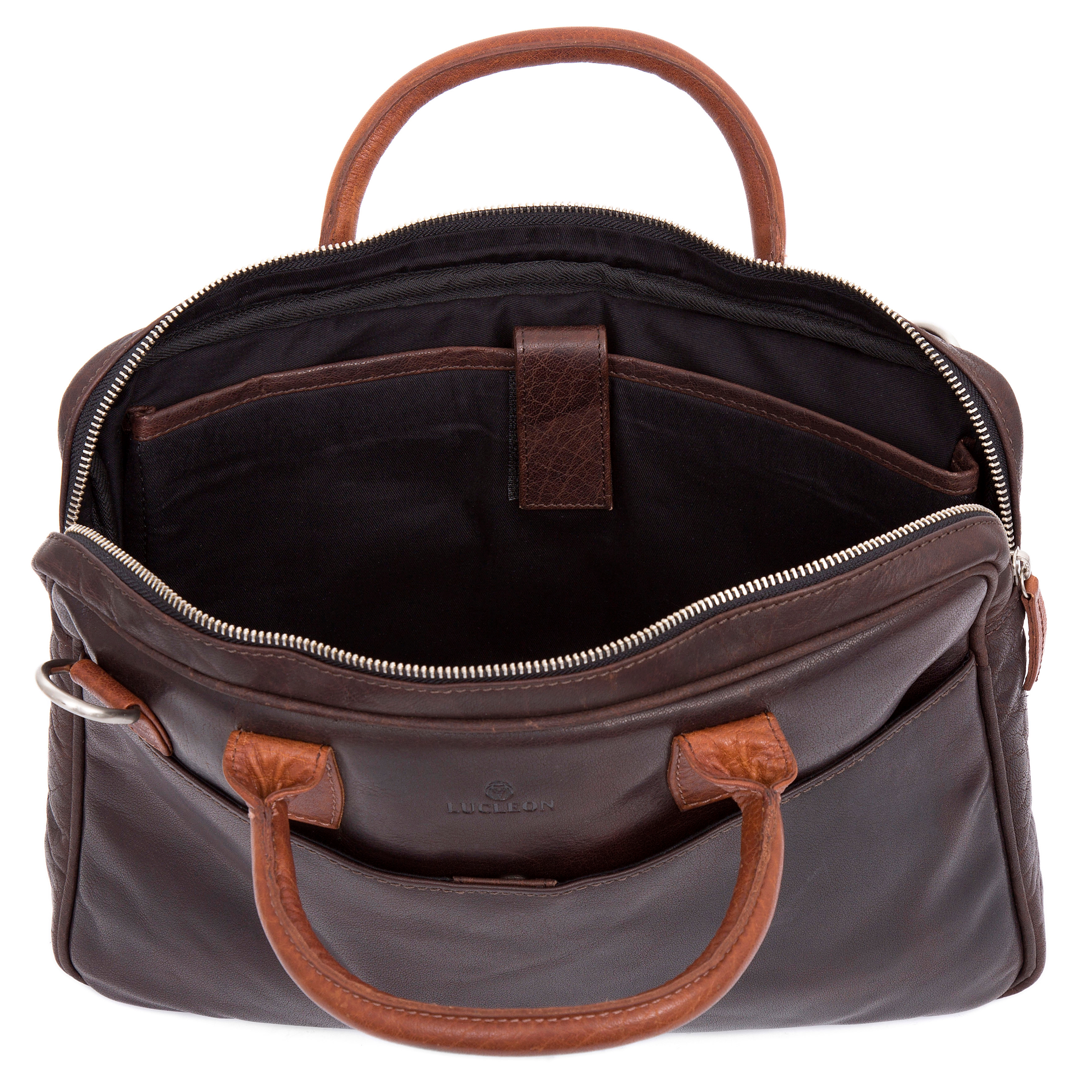 Montreal Schlanke Braune & Hellbraune Executive Ledertasche 13 Zoll - 2