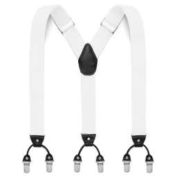 Wide White Clip-On Suspenders