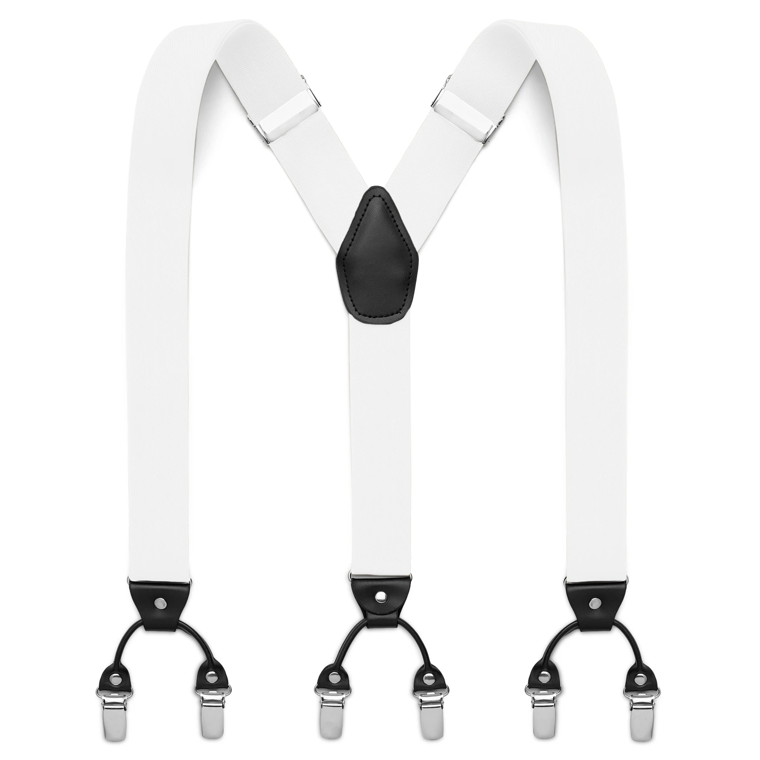 Wide White Clip-On Braces Wide White Clip-On Braces