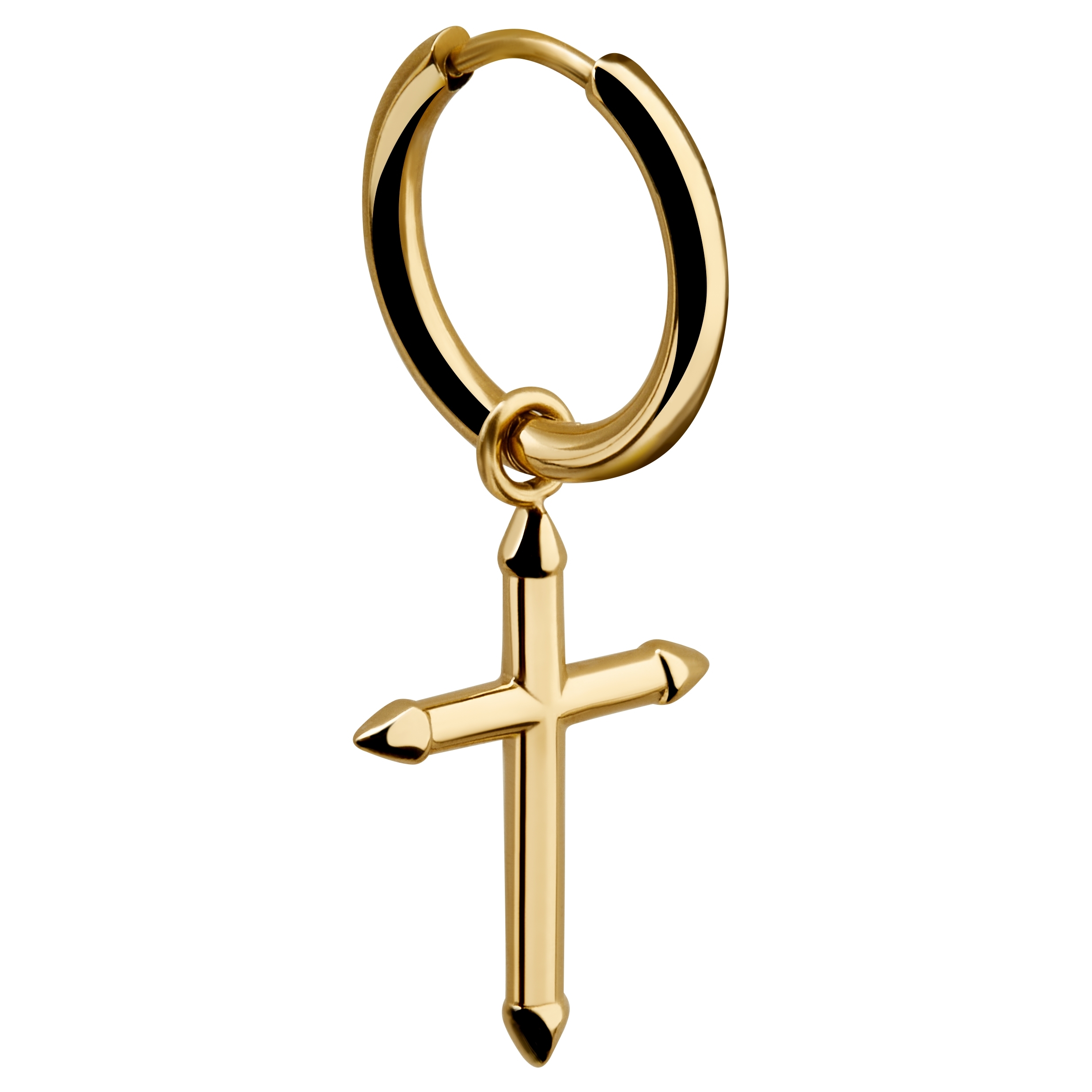 Vasilios Gullfarget Bøyleøredobb med Spisskors Anheng - 3