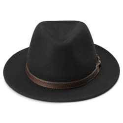 Chapeau Fedora Homme En Cuir PU – Large Bords, Imperméable Et Anti-Poussière – Taille Unique Environ 58 Cm