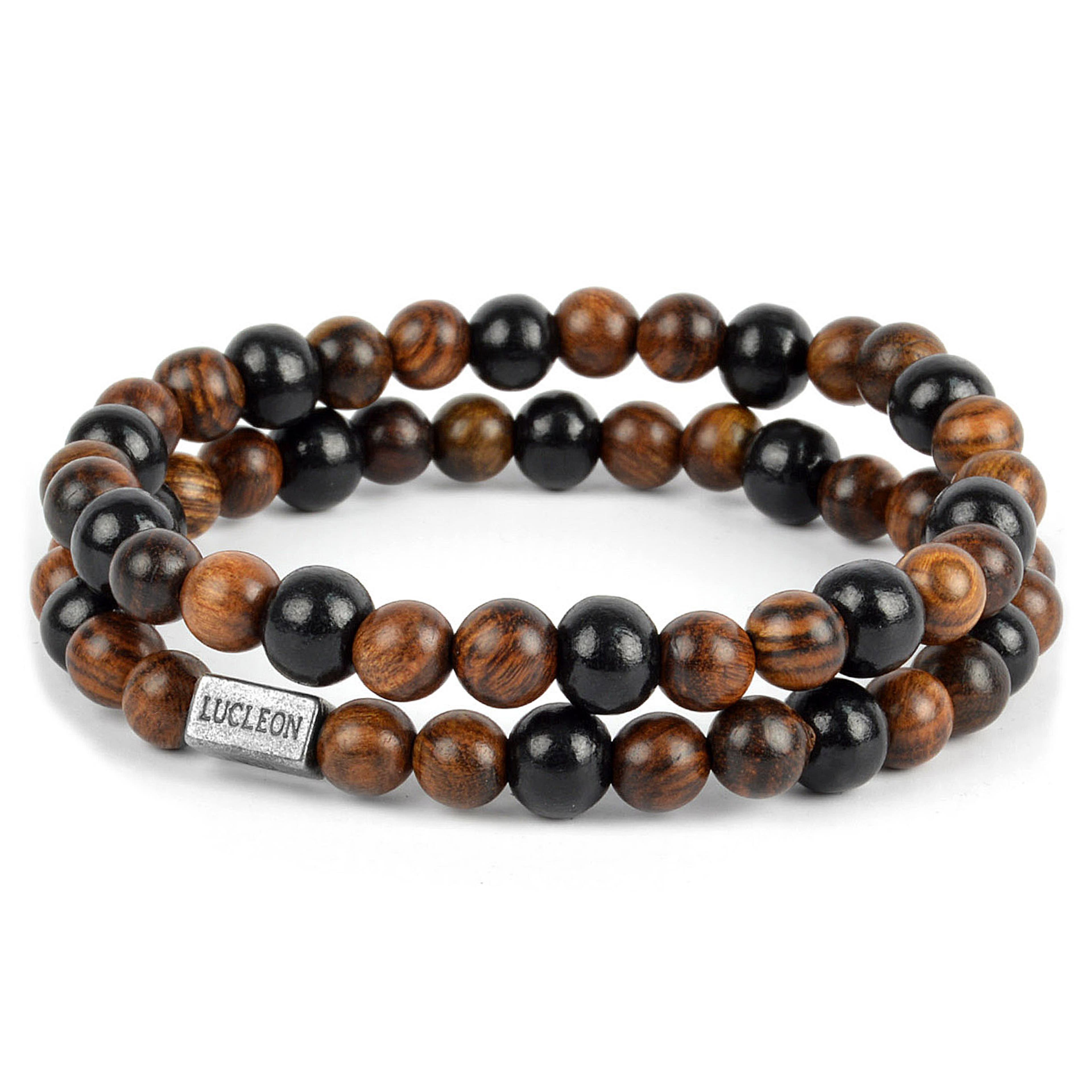 Black & Natural Wooden Bracelet Set