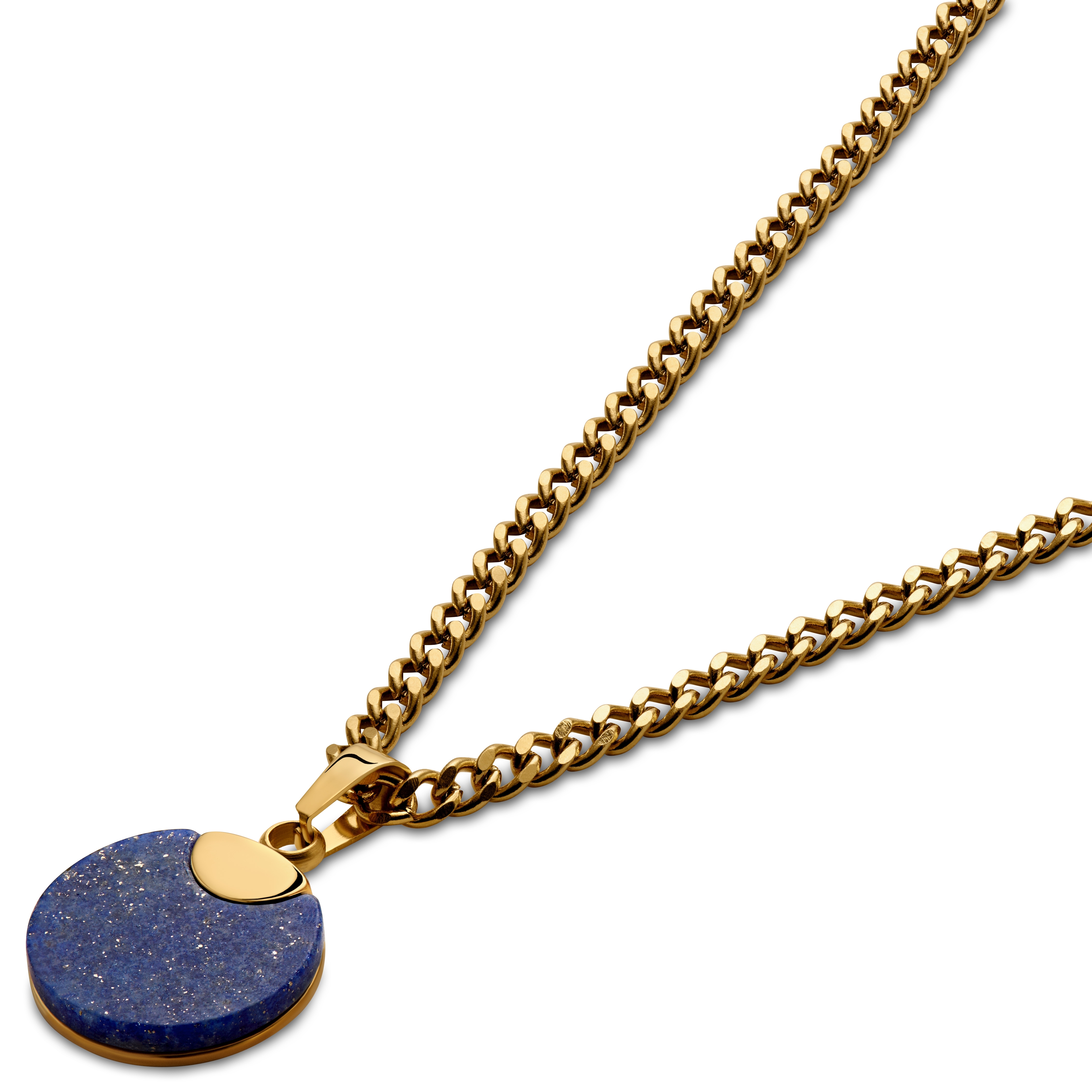 Cruz | Massive runde goldfarbene Lapislazuli-Halskette - 2