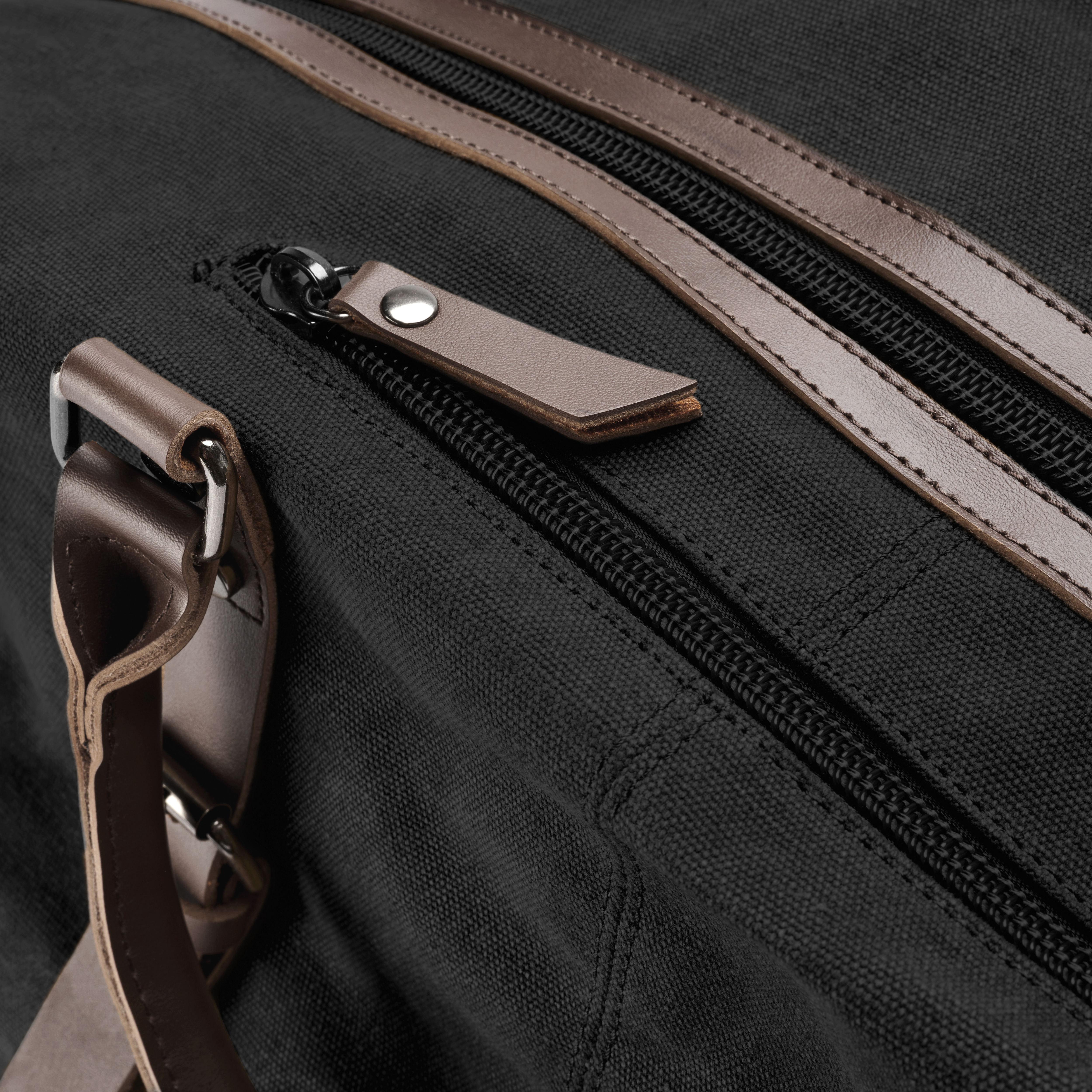 Ретро сак от графитен брезент и кафява кожа - 5