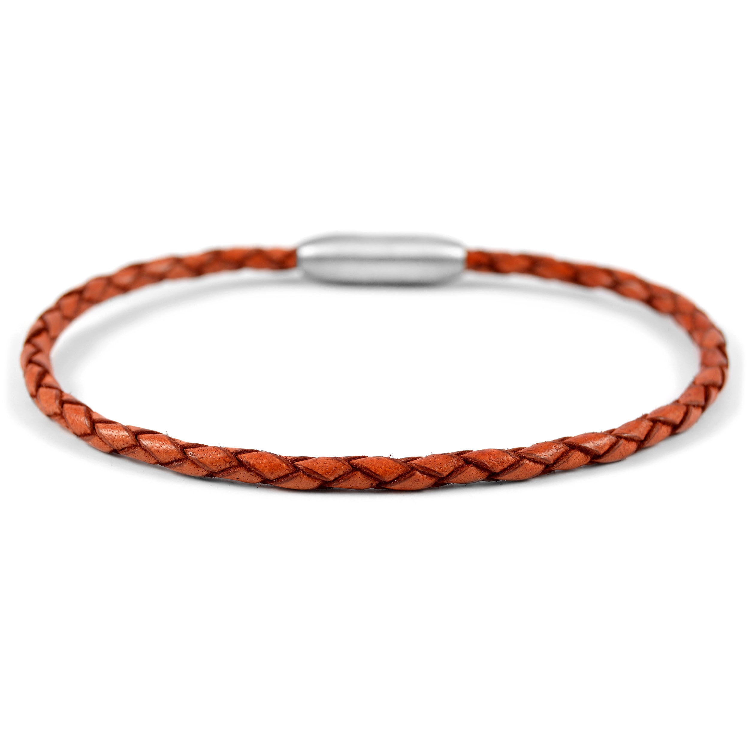 Tynt Brunt Boloflettet Lærarmbånd - 1