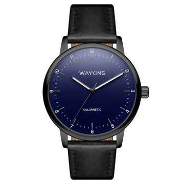 Colornetic  | Black With Color-Changing Dial Leather Watch