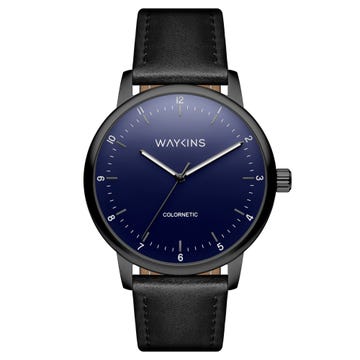 Colornetic  | Black With Colour-Changing Dial Leather Watch