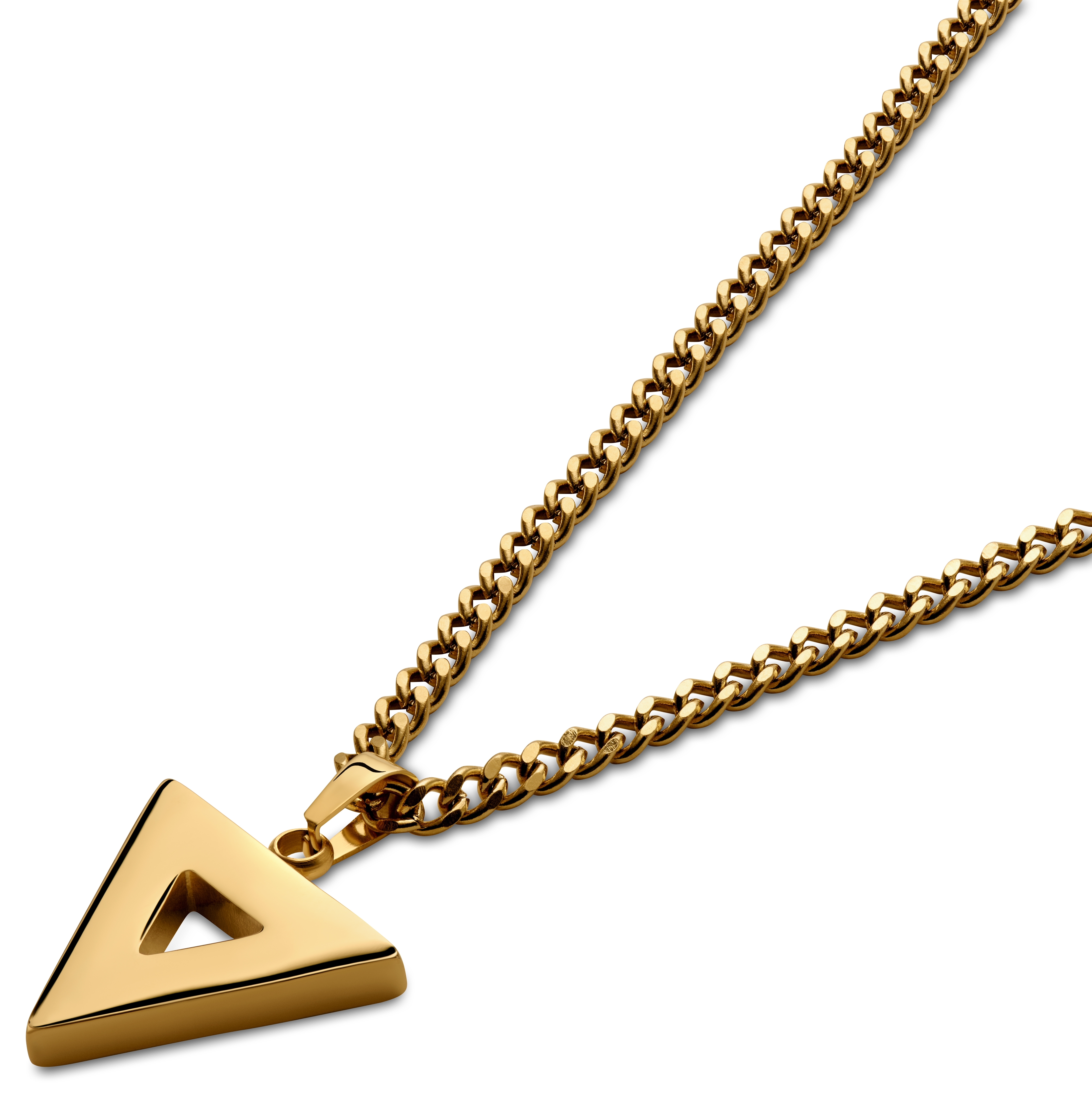 Cruz | Zlata verižica s tigrovim očesom in trikotnim obeskom - 3