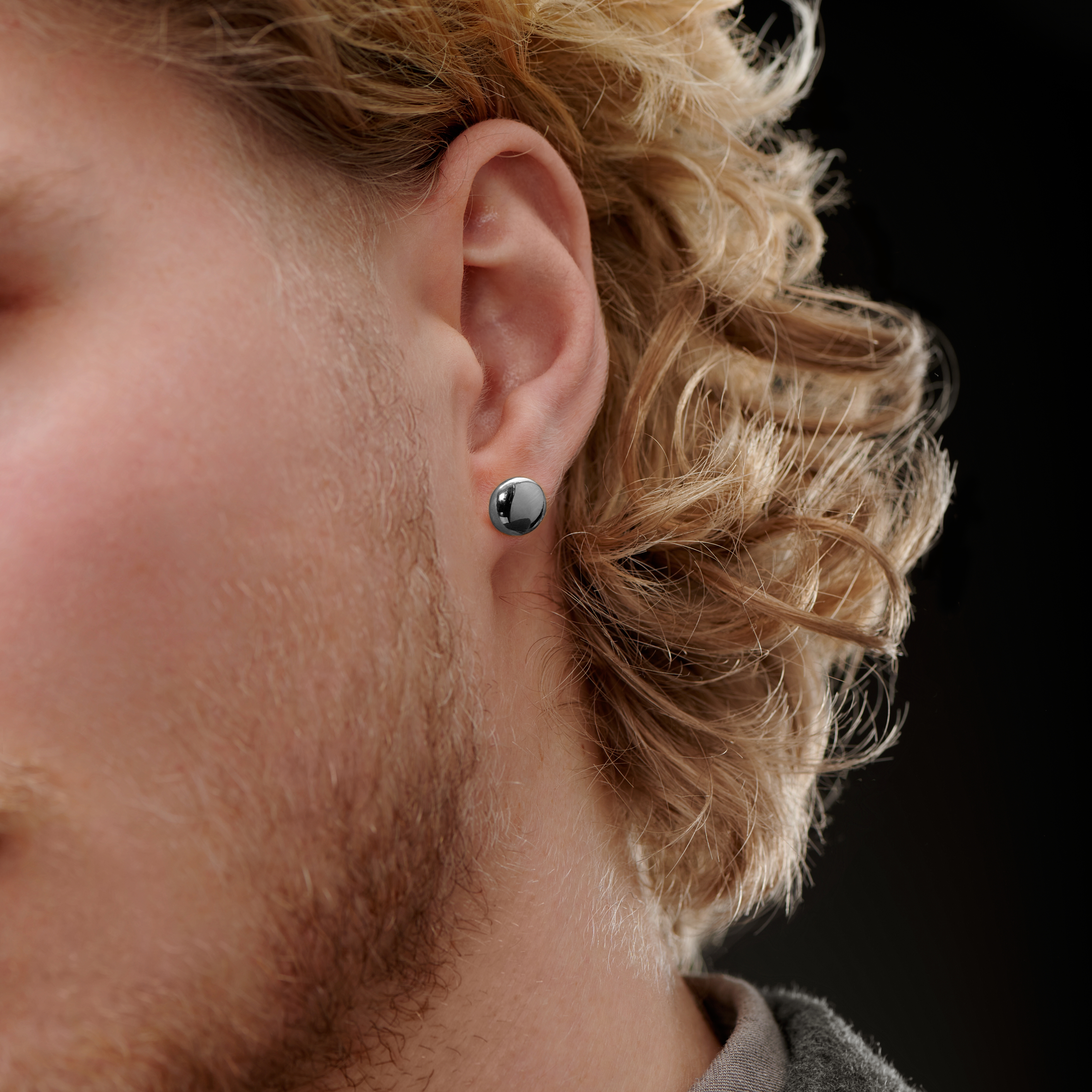 8 mm Silverfärgad Stålknapp Örhänge - 3