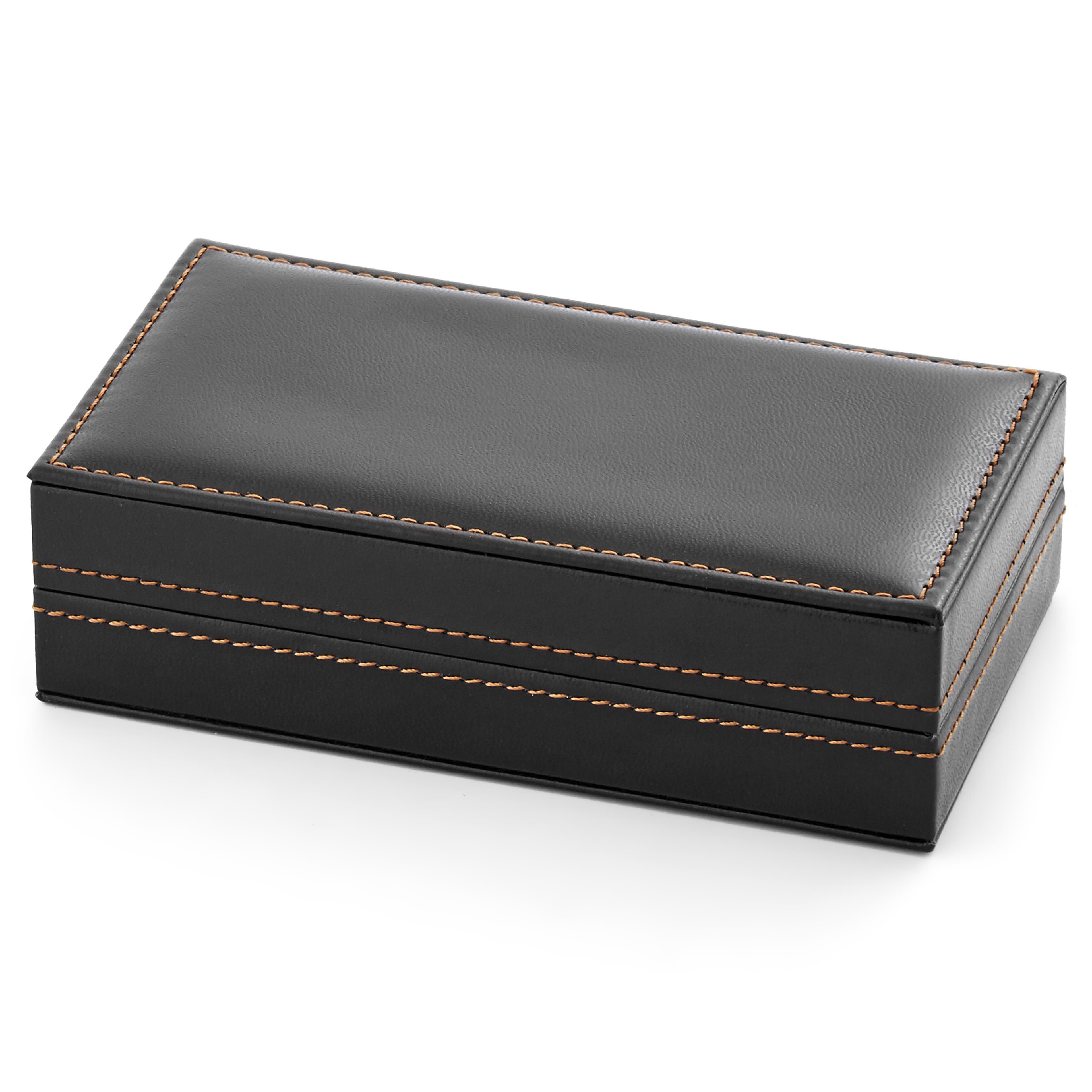 Black PU Leather Cufflinks Box For 4 Cufflink Sets