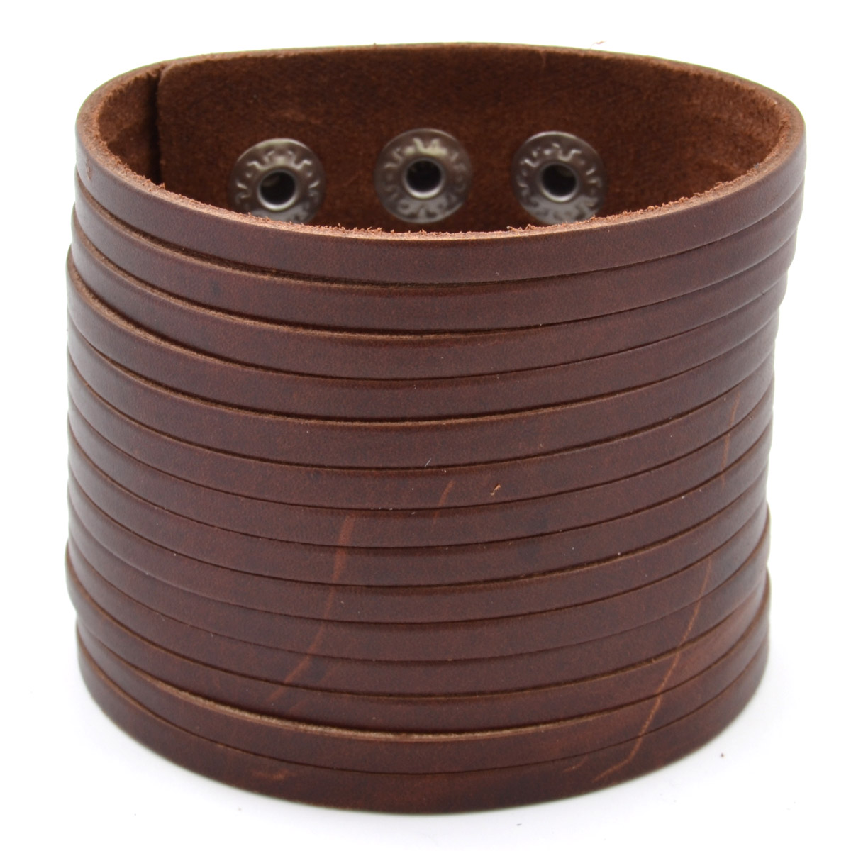 Ruskea Leveä Nahkaranneke  - 1