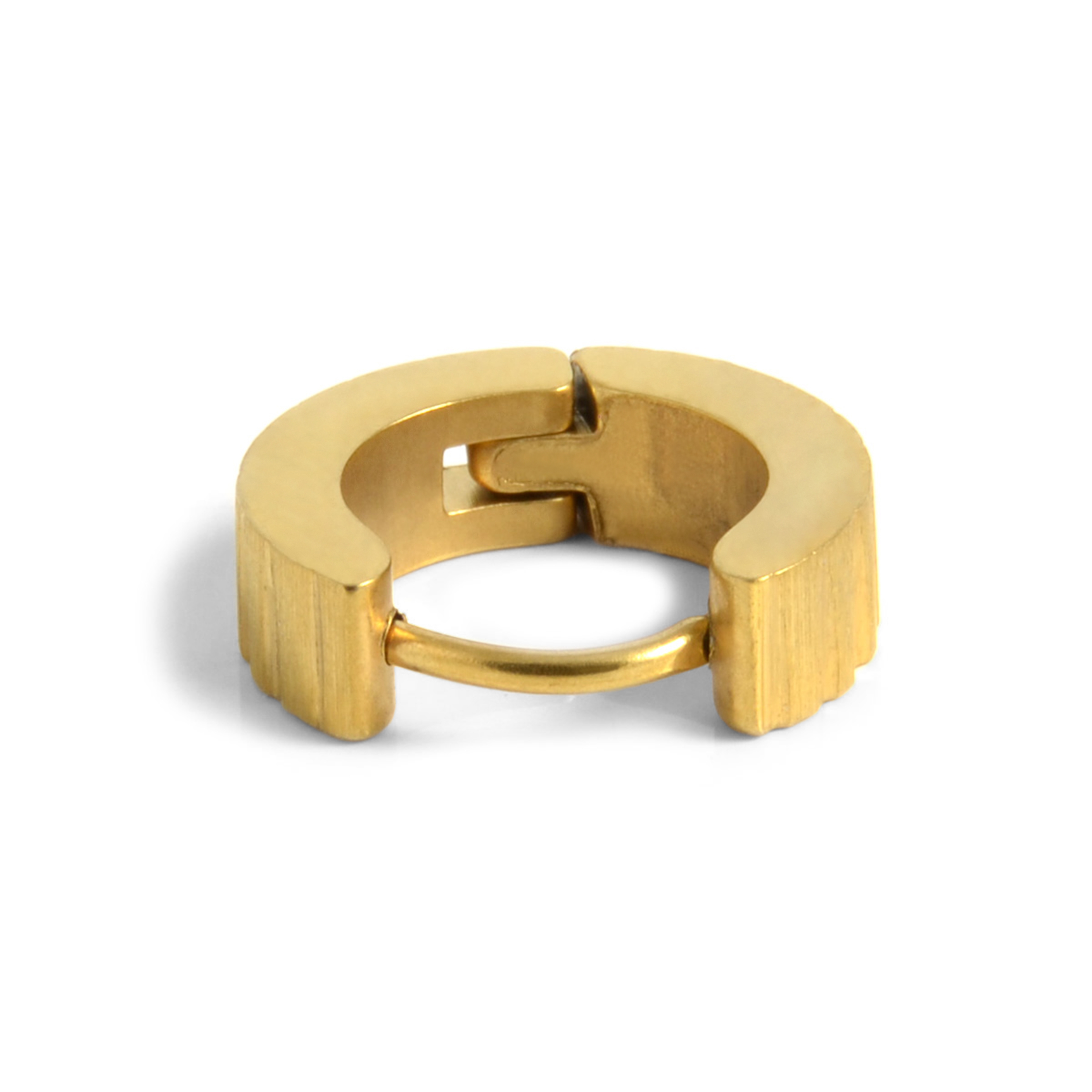 Runder, gerillter goldener Ohrring - 3