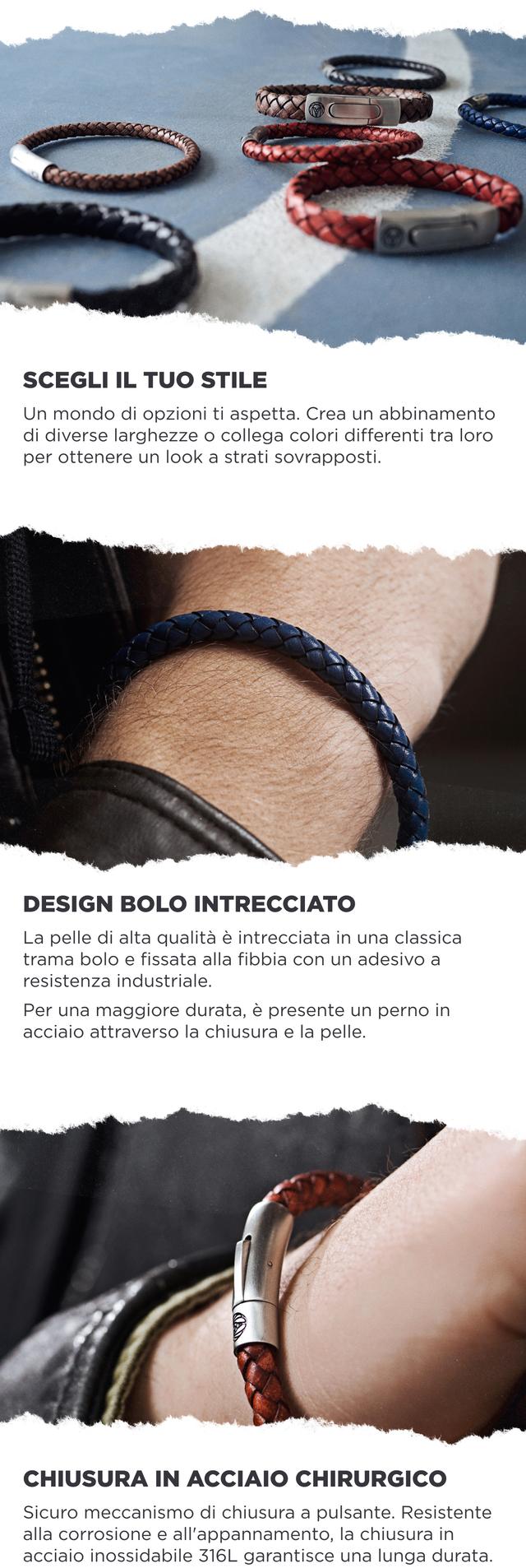 Bracciale Uomo In Pelle JewelryWe - Braccialetto Elegante Con Fibbia Regolabile, Nero O Marrone - Foto 3