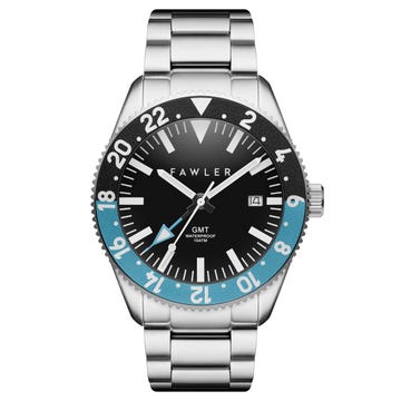 Métier | Blauw Roestvrijstalen GMT-Horloge