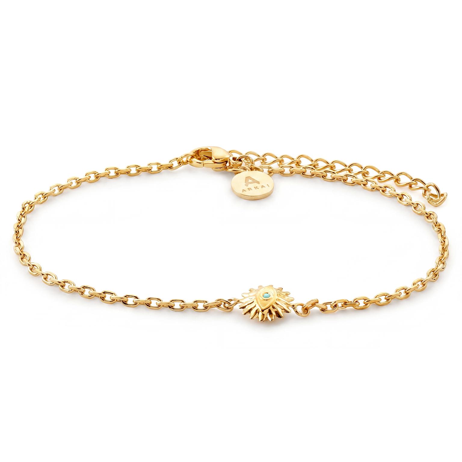 Mediterranea | 14K vergoldetes Charm-Armband mit türkisem Sonnenanhänger Mediterranea | 14K vergoldetes Charm-Armband mit türkisem Sonnenanhänger