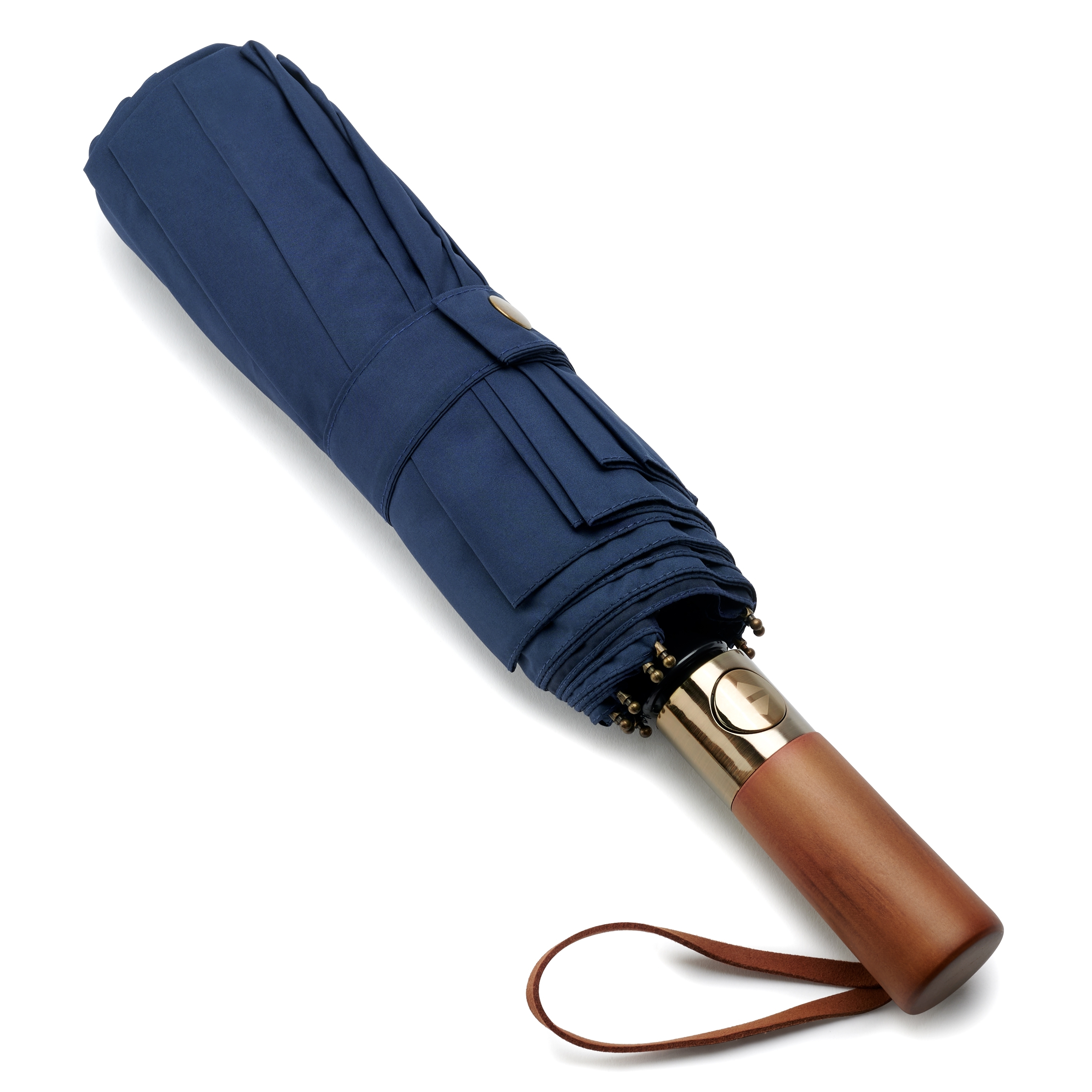 Guarda-Chuva Automático Dobrável | Azul-escuro | Pega em Madeira - 4