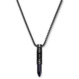 Rico | Black Stainless Steel & Blue Sand Stone Bullet Necklace