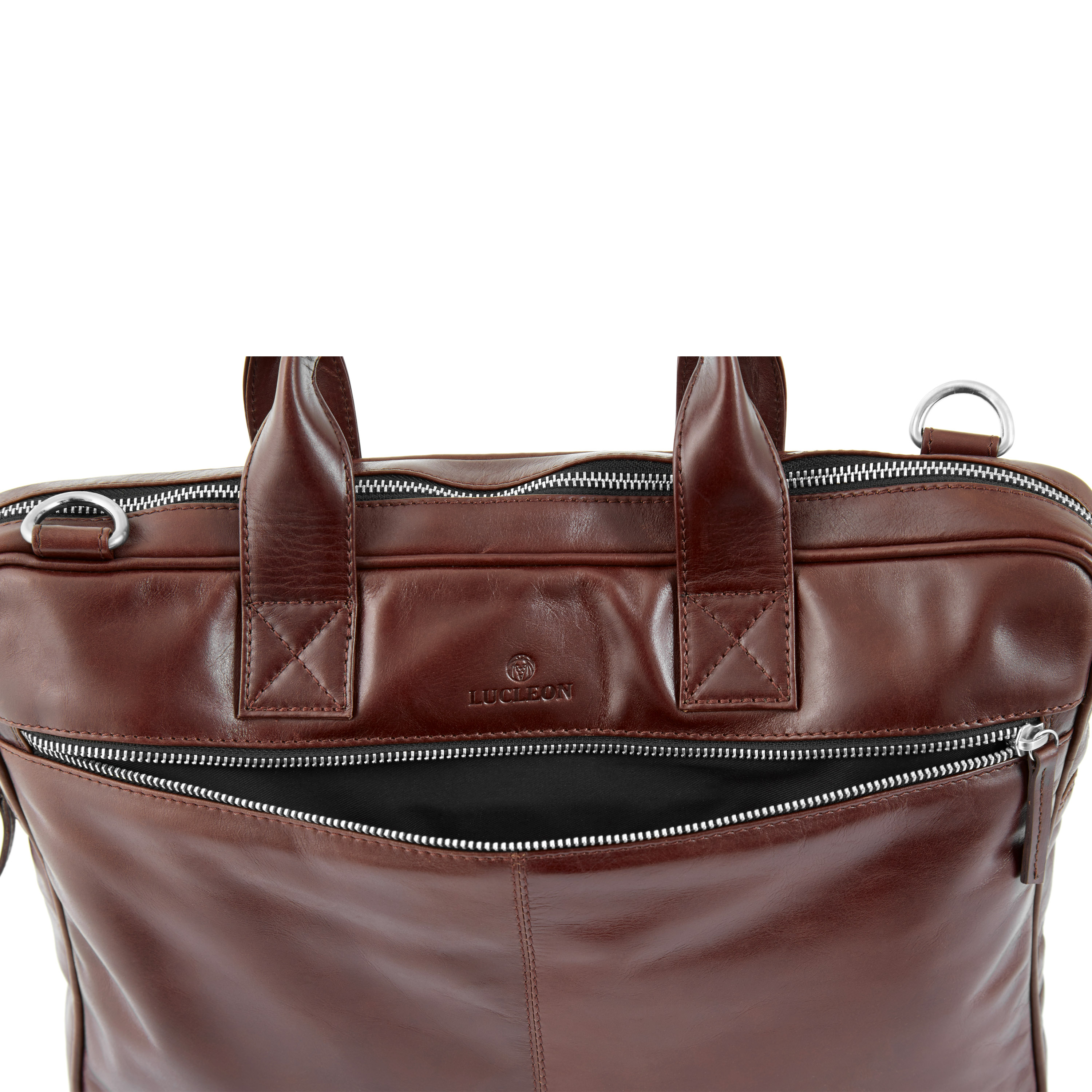 Sac pour ordinateur slim zippé en cuir marron Jasper  - 12