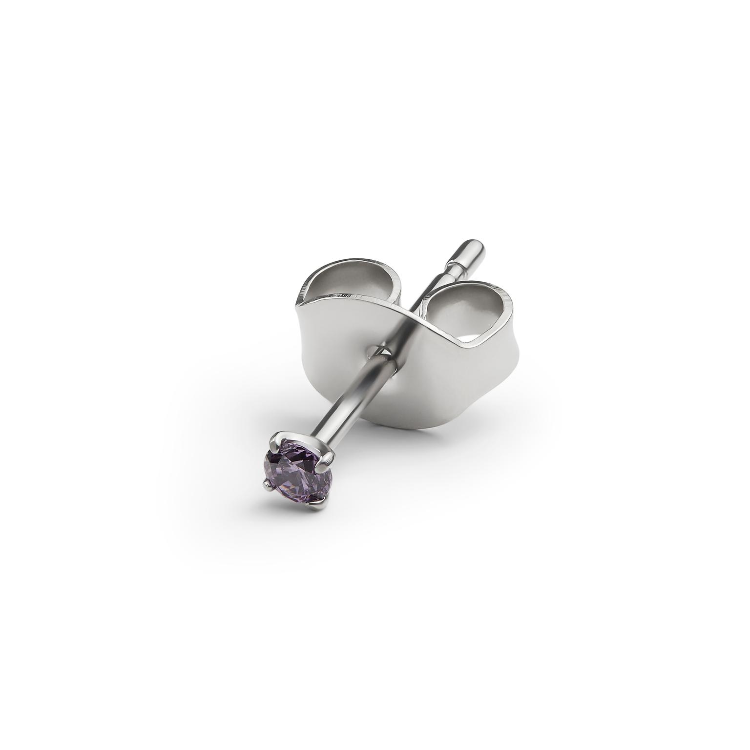 Aura | 2mm Titanium Amethyst Purple Zirconia Stud Earring Aura | 2mm Titanium Amethyst Purple Zirconia Stud Earring
