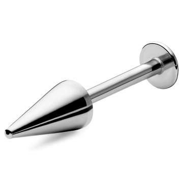Ezüst tónusú rozsdamentes acél labret piercing tüskés véggel - 10 mm