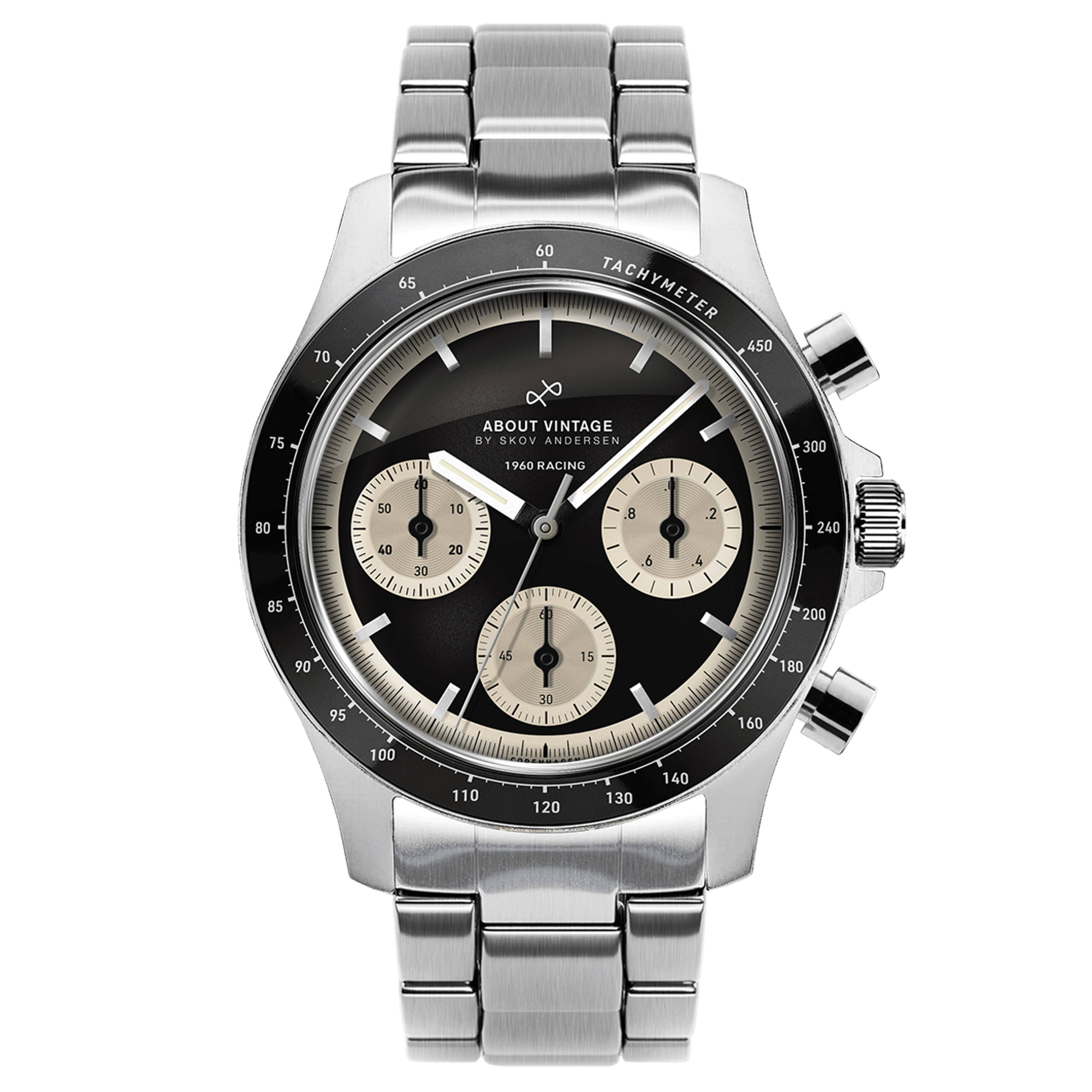 1960 Racing Chronograph | Chirurgická oceľ, čierna a krémová 1960 Racing Chronograph | Chirurgická oceľ, čierna a krémová
