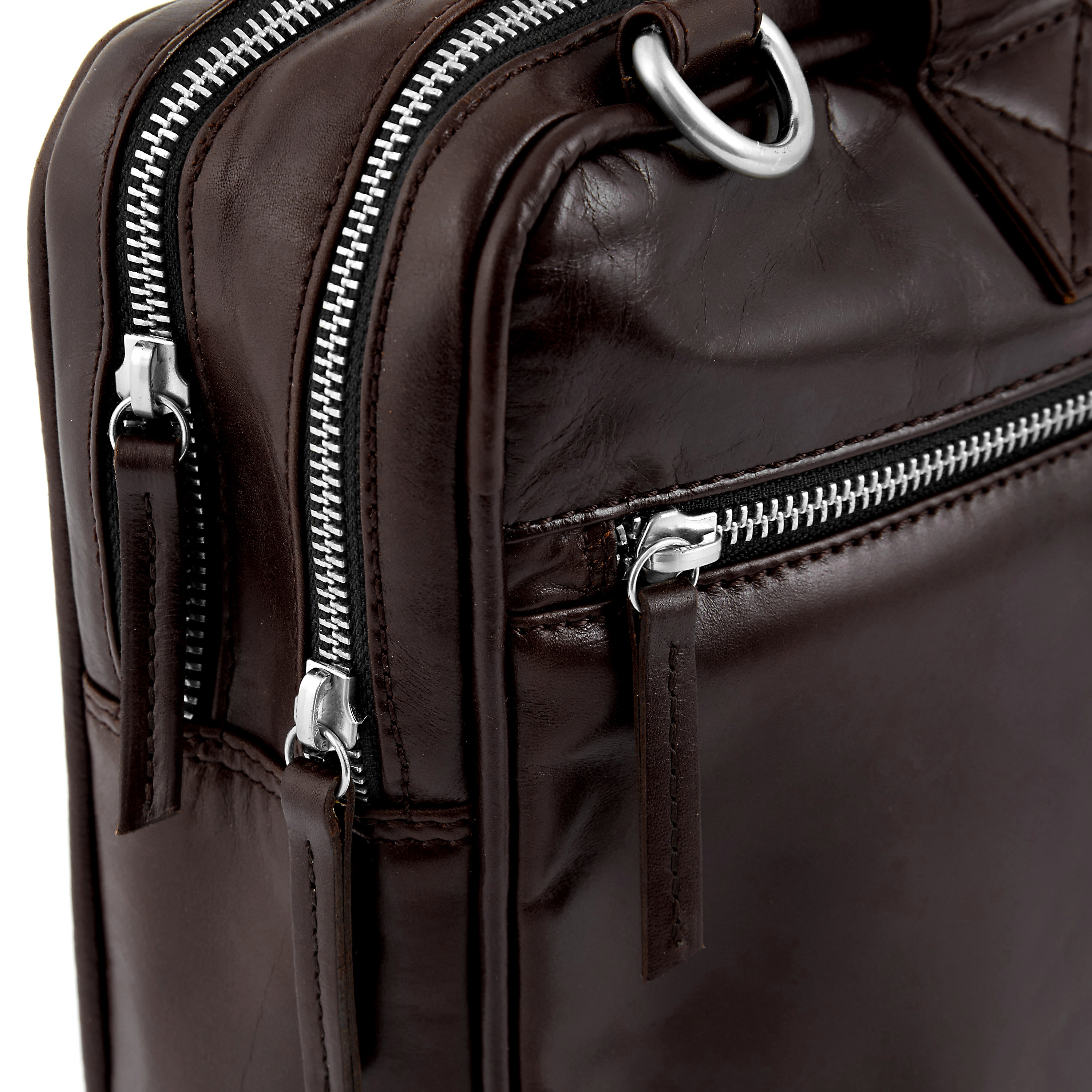 Dunkelbraune Jasper Leder Laptoptasche Mit Doppelreißverschluss - 9