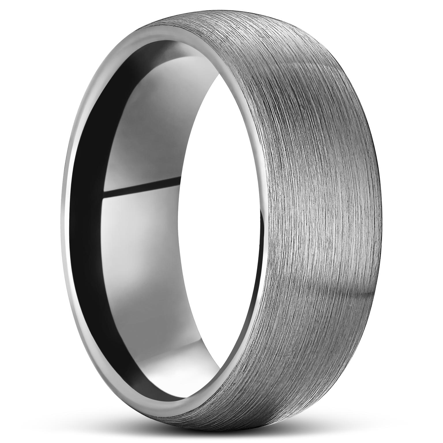 Terra | 8 mm Borstad Metallgrå Ring i Tungsten Terra | 8 mm Borstad Metallgrå Ring i Tungsten