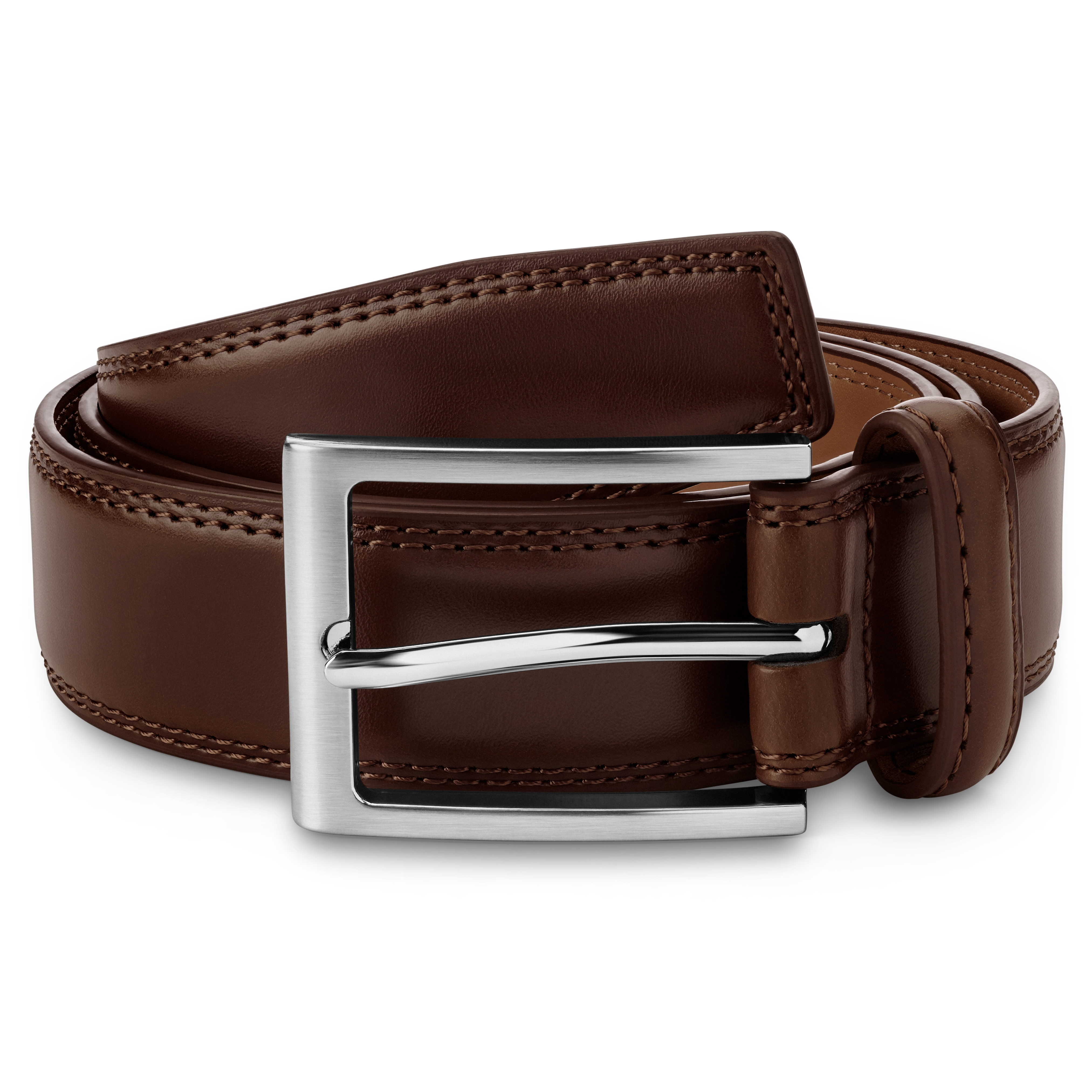 Dark Brown Glossy Faux Leather Belt