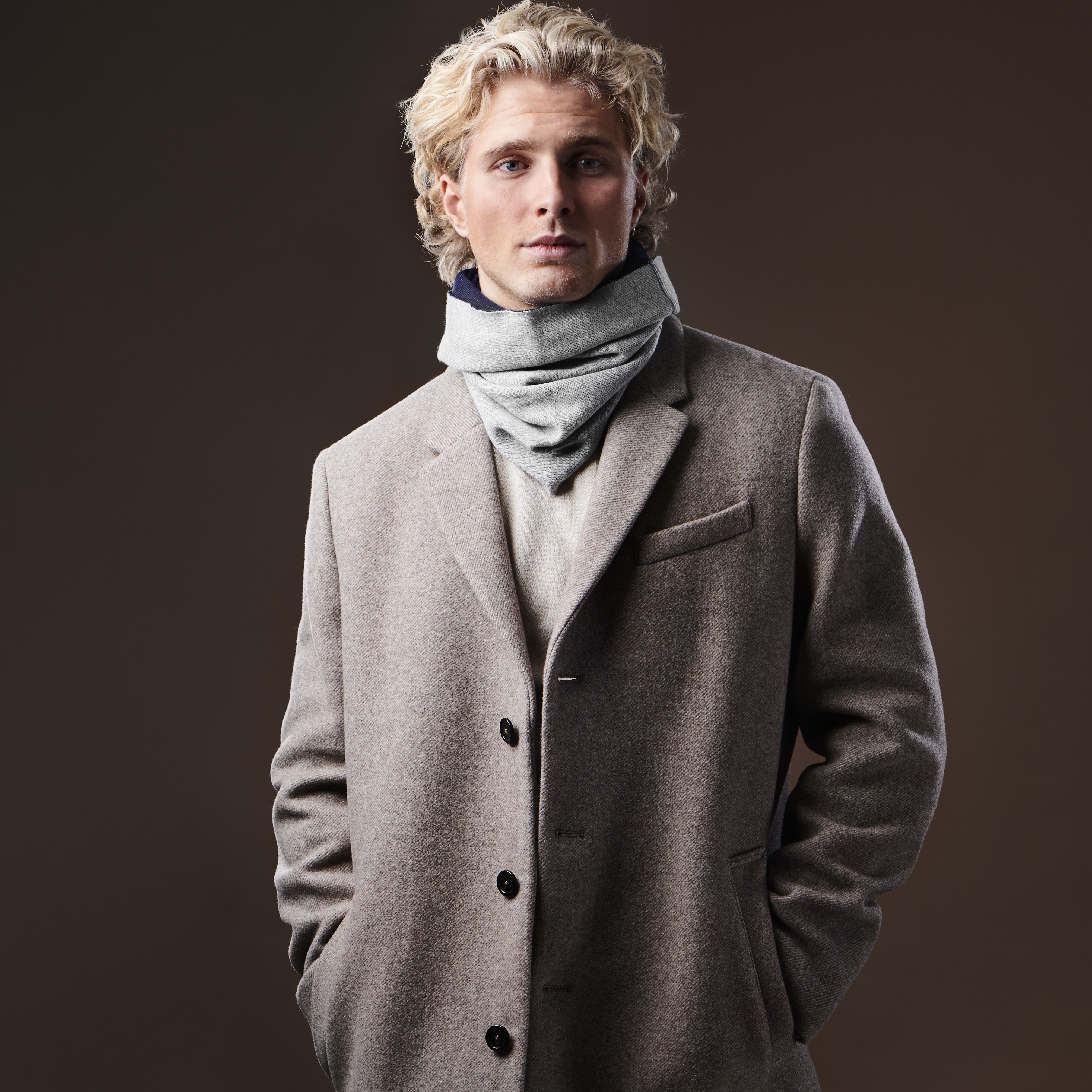 Fonz Reversible Navy & Light-Grey Infinity Tube Scarf - 5