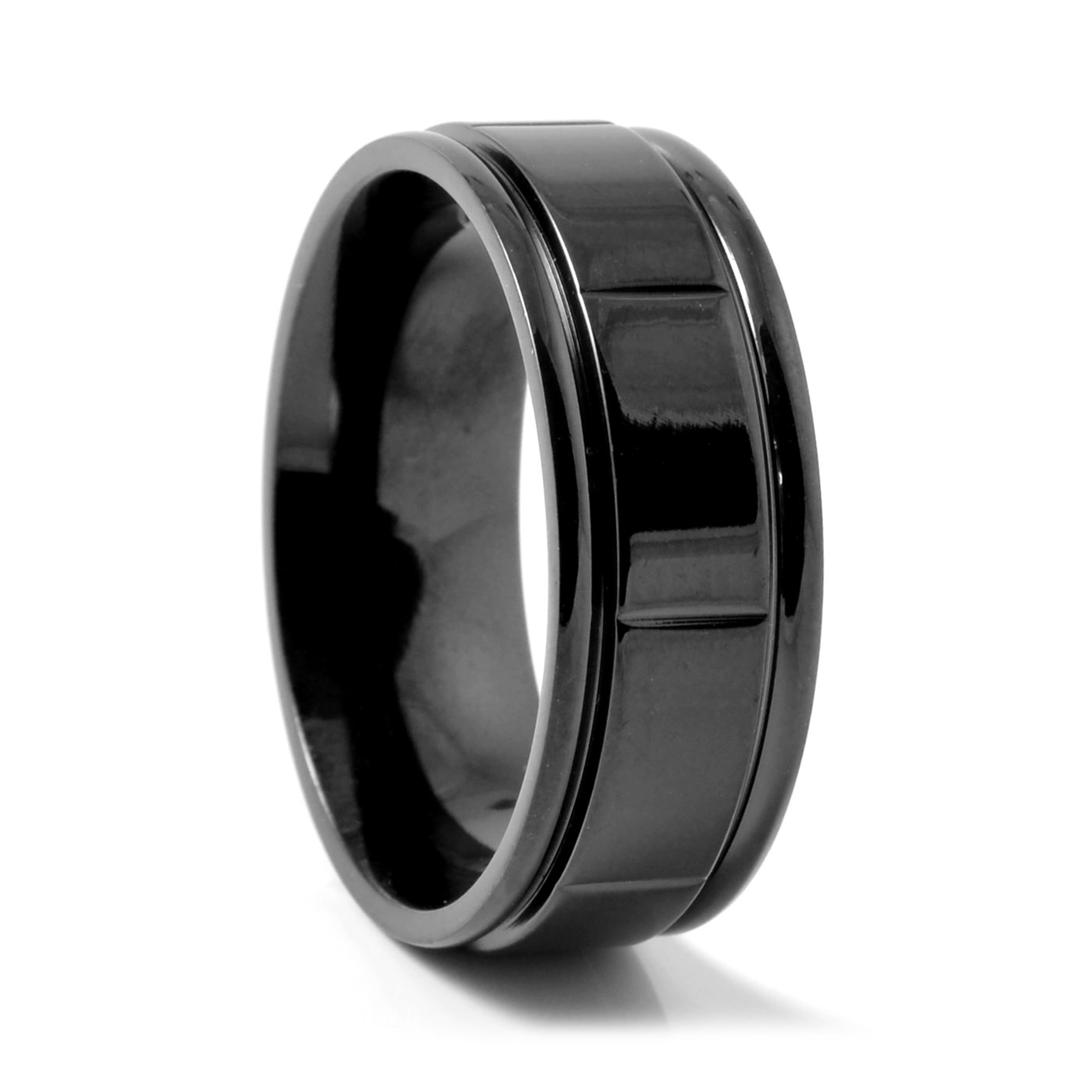 Zwarte Titanium Ring met Vierkante Details