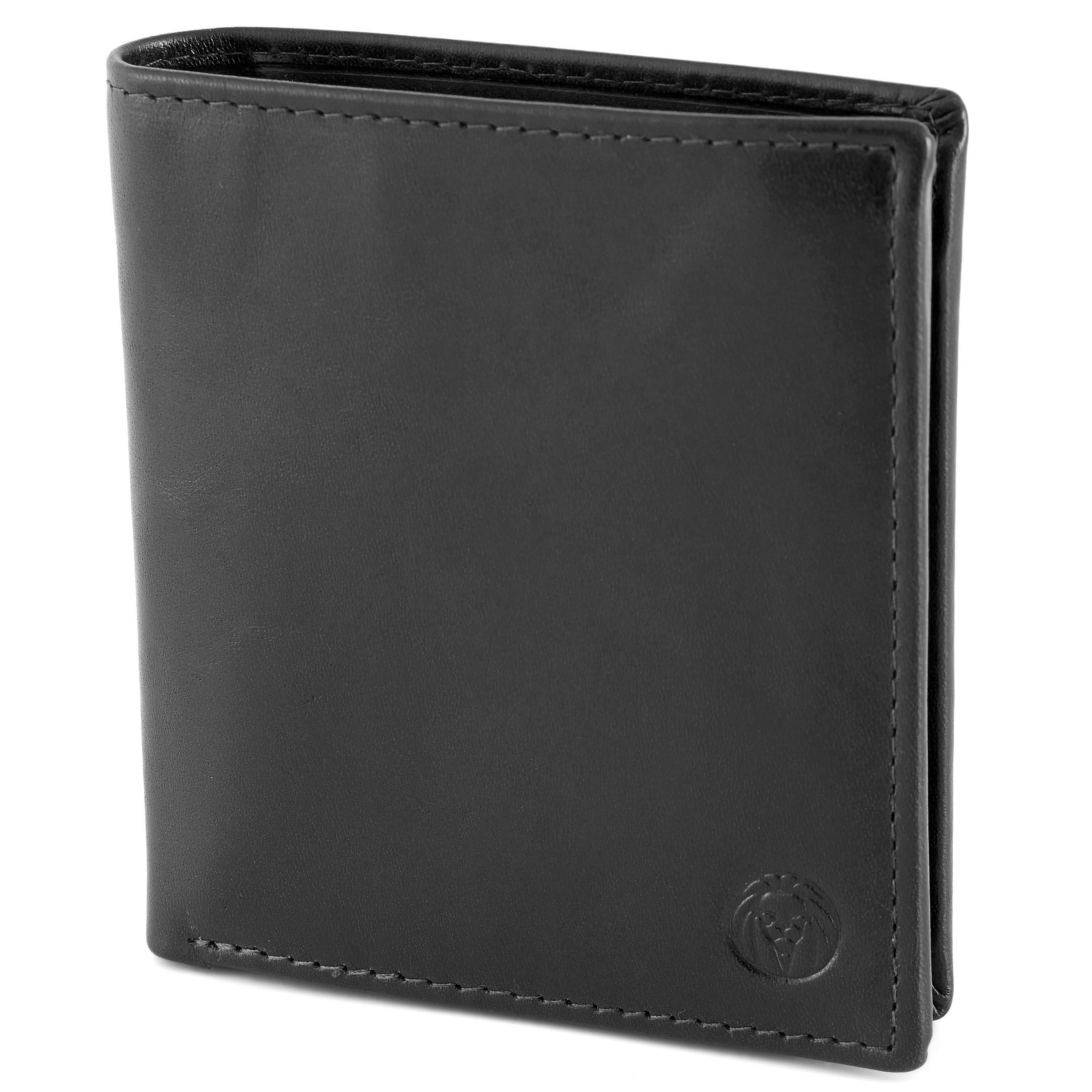 Black trifold leather wallet in stock lucleon
