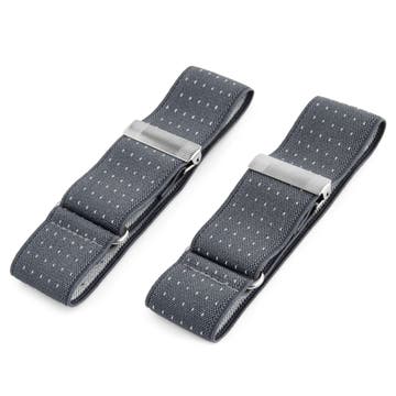 Wide Graphite & White Dotted Sleeve Garters Wide Graphite & White Dotted Sleeve Garters