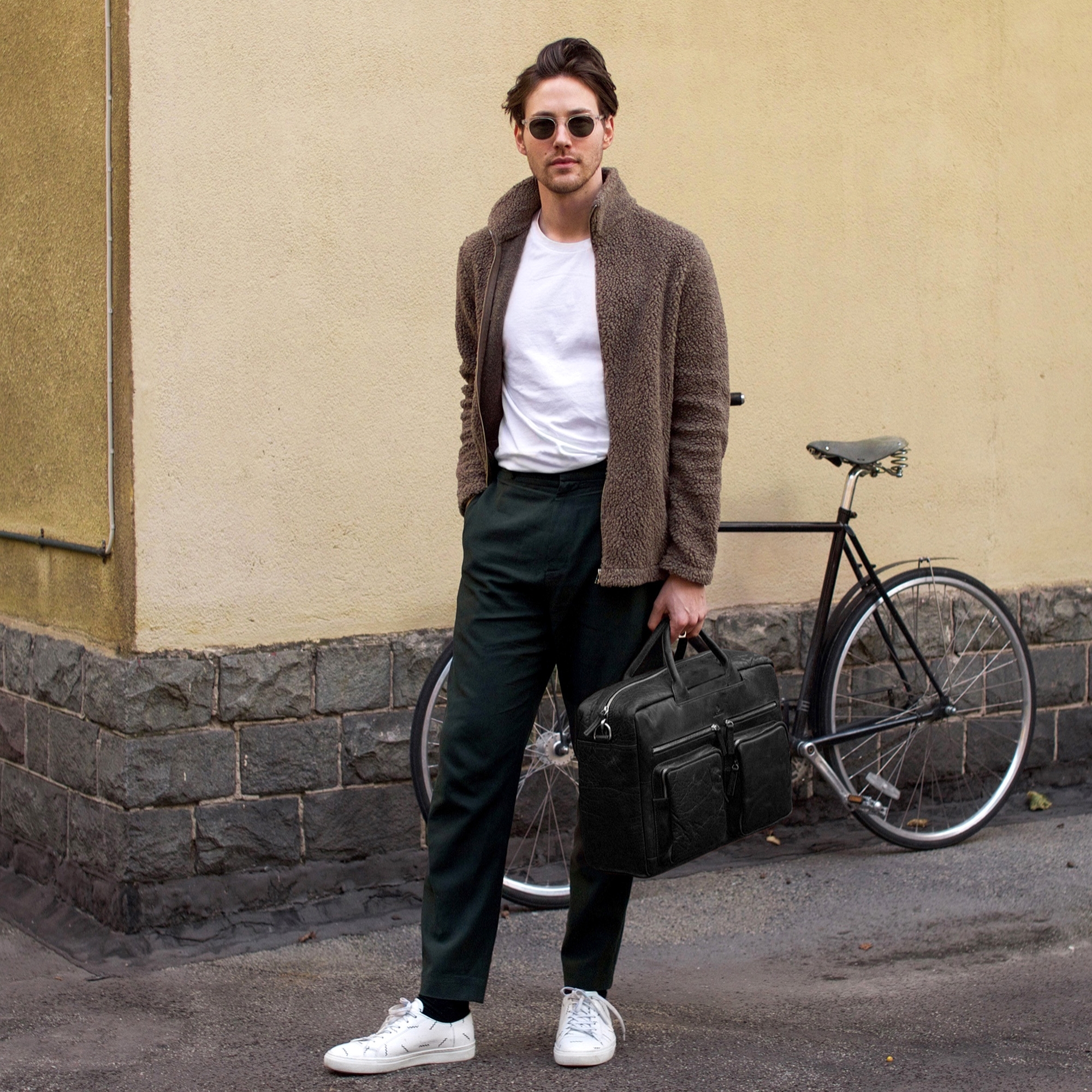 Montreal Combi Black Leather Travel Bag - 4