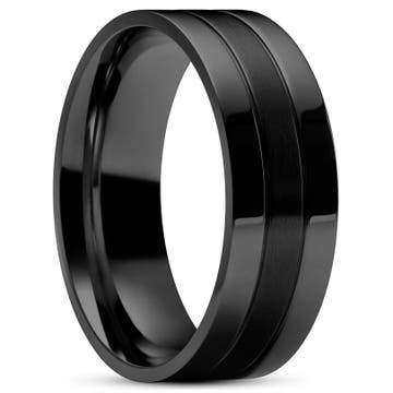 Classic Grooved Black Steel Ring Classic Grooved Black Steel Ring