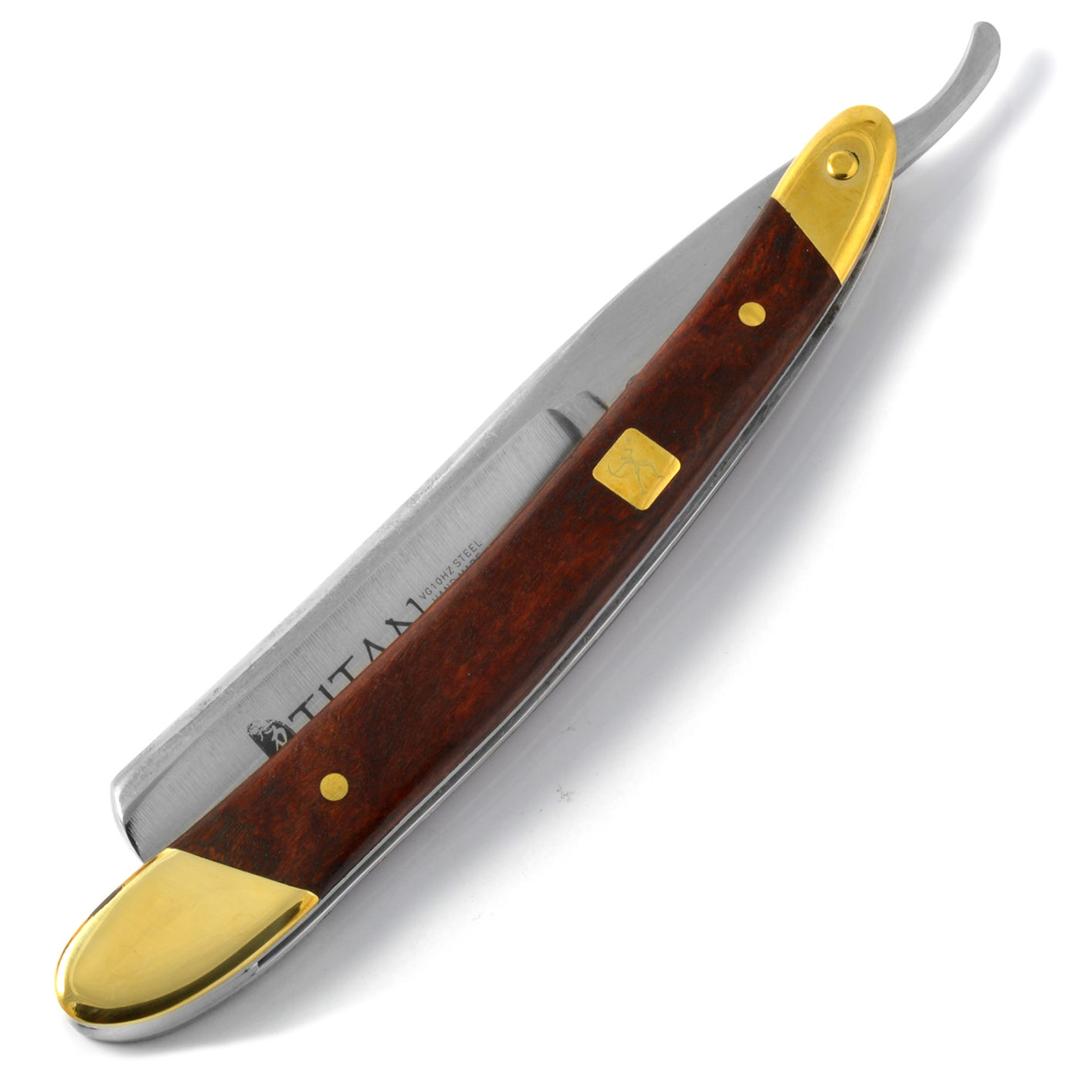 Red Oak & Gold-Tone Straight Razor 13/16