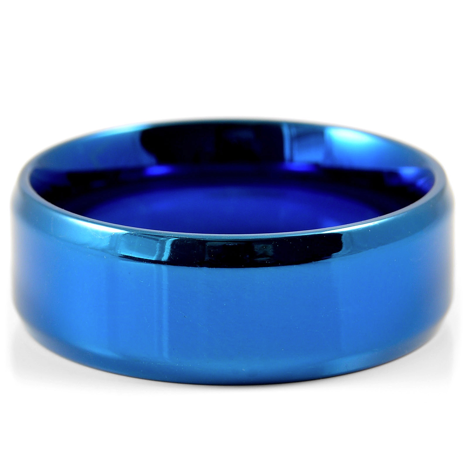 Blue Blank Angular Stainless Steel Ring - 2